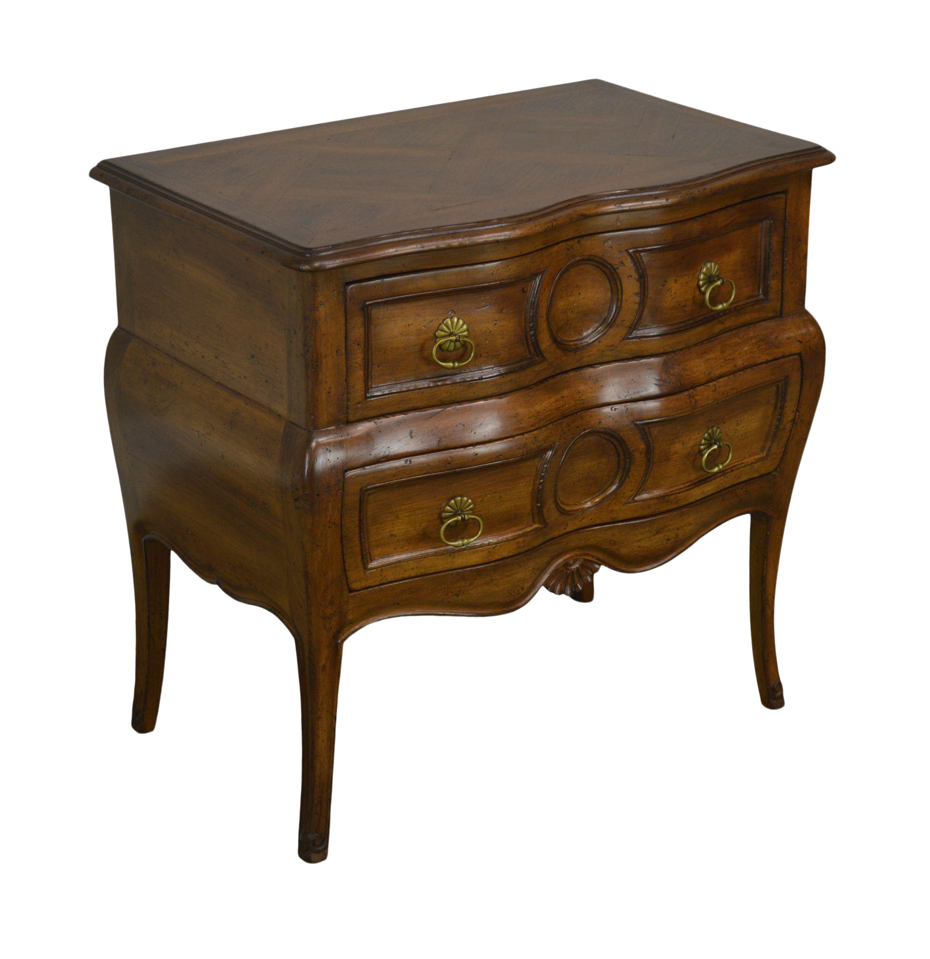 1960 S Louis Xv Style Walnut Bombe Commode 2 Drawer Chest Or Nightstand Chairish
