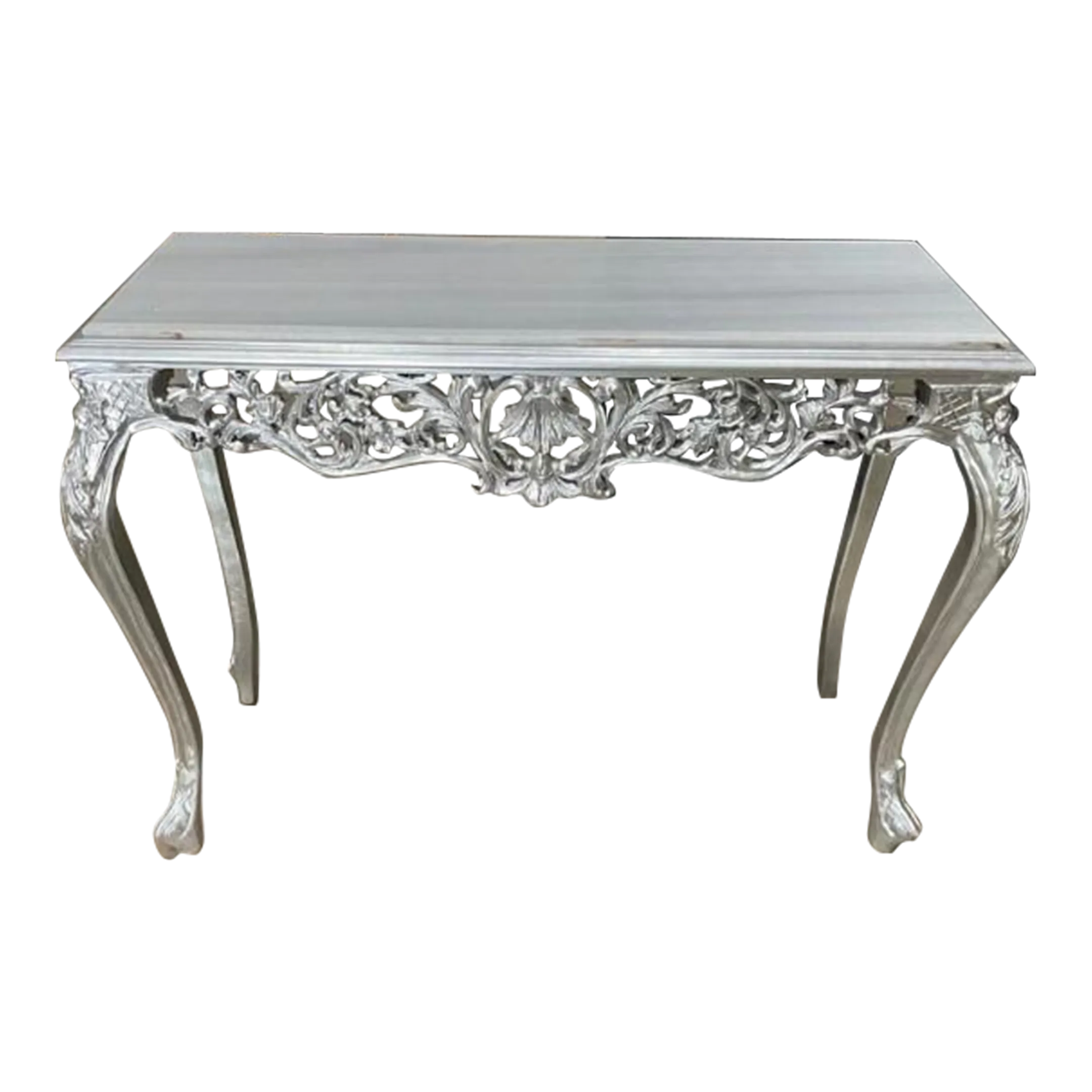 French Rococo Style Silver and White Marble Console Table Chairish