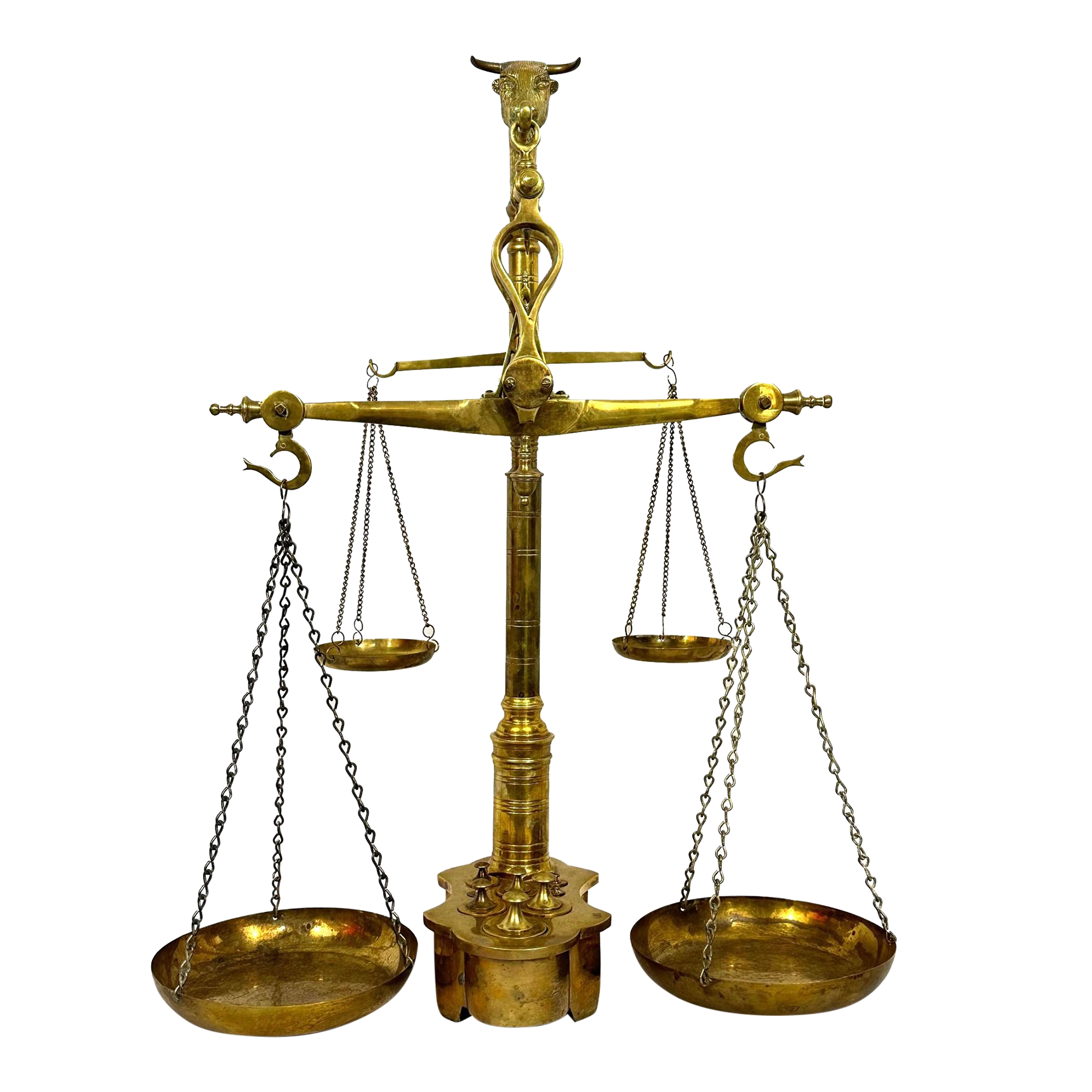 19th Century Inspired Brass Bull Double Beam Butcher Scales Chairish