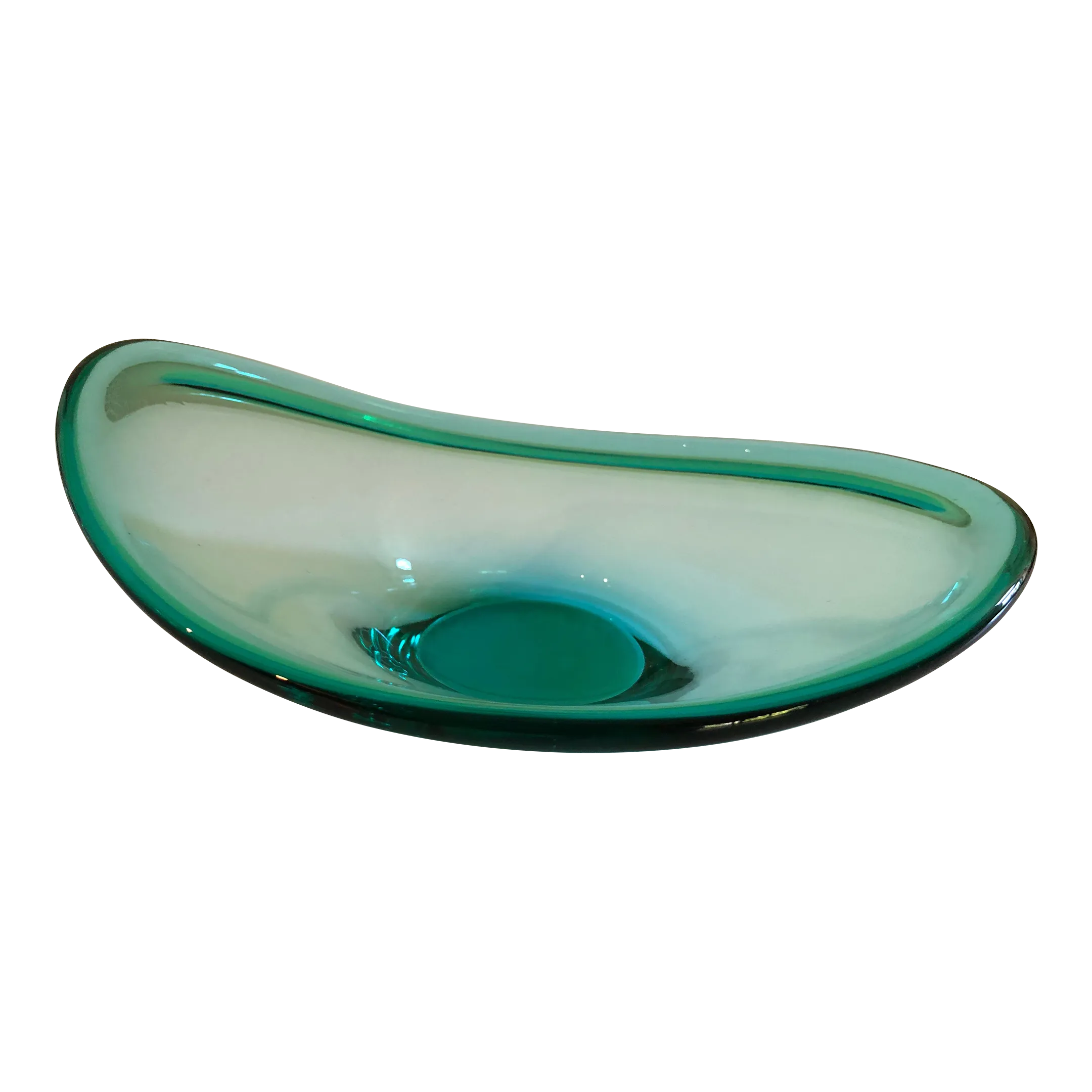 Vintage Per Lutken Holmegaard Turquoise Glass Atomic Mid-Century Danish Bowl Dish