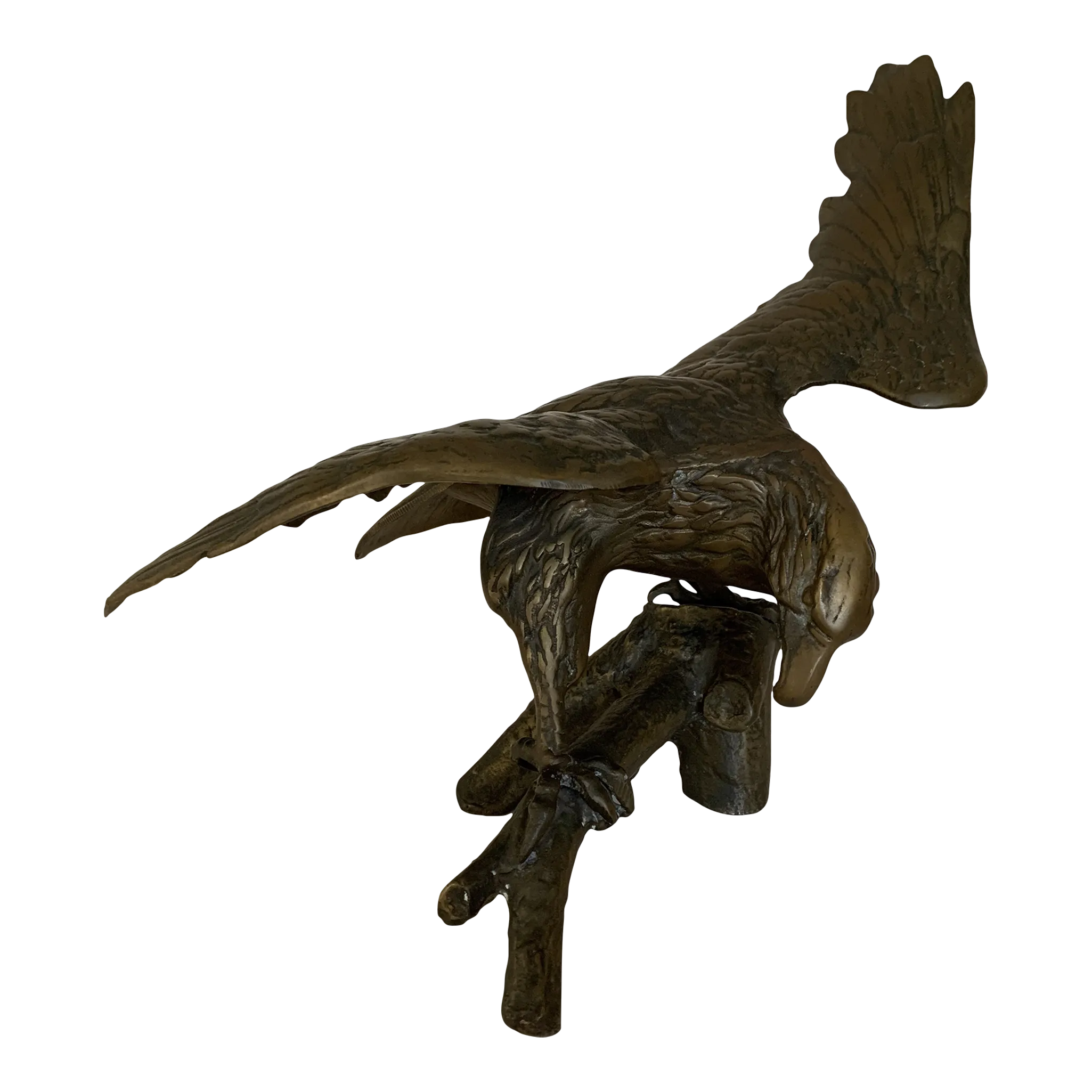 Vintage MidCentury Solid Brass Eagle on Branch Sculpture Chairish