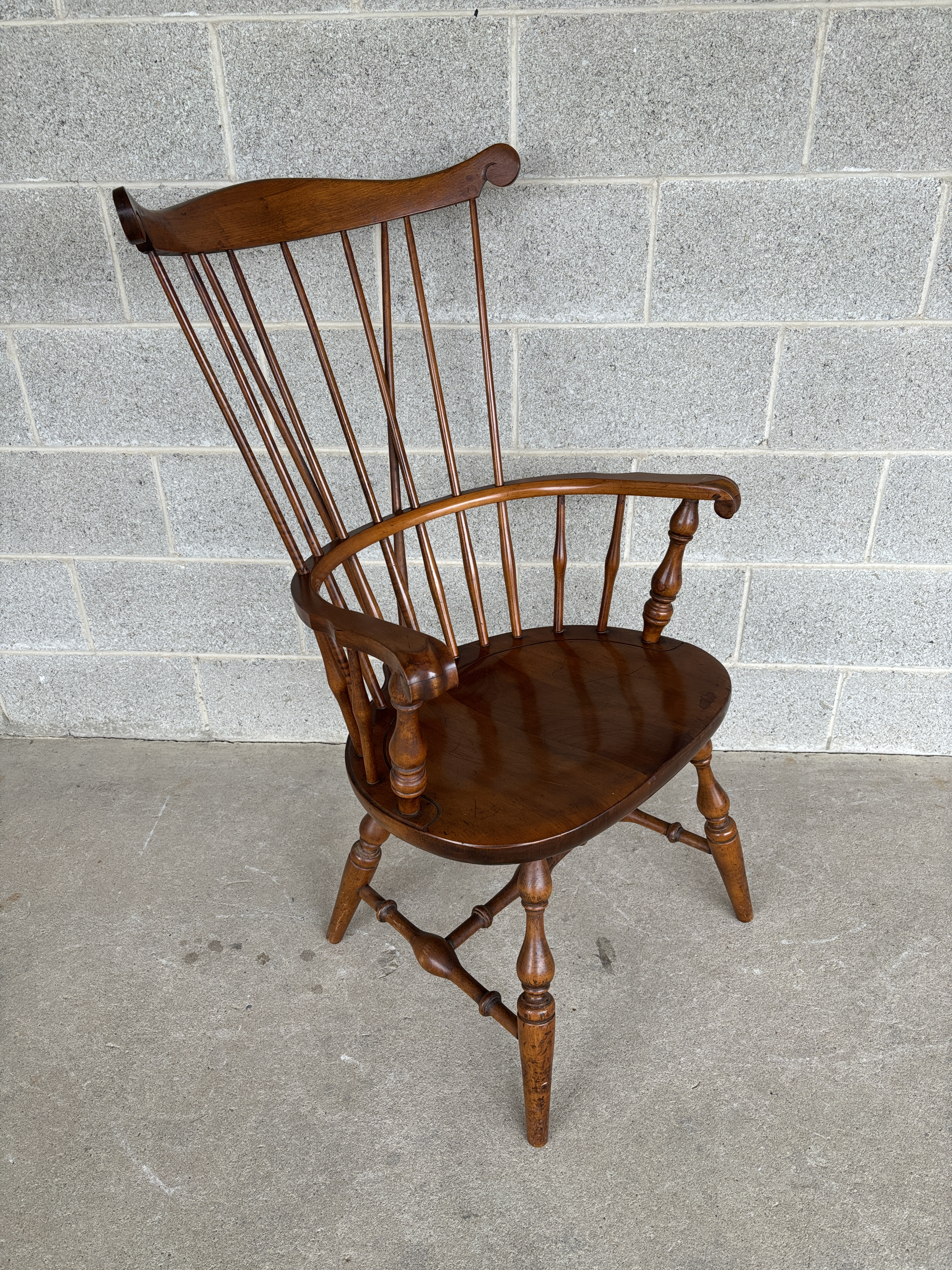 Nichols & Stone Old Pine Finish Maple Brace Back Arm Chair