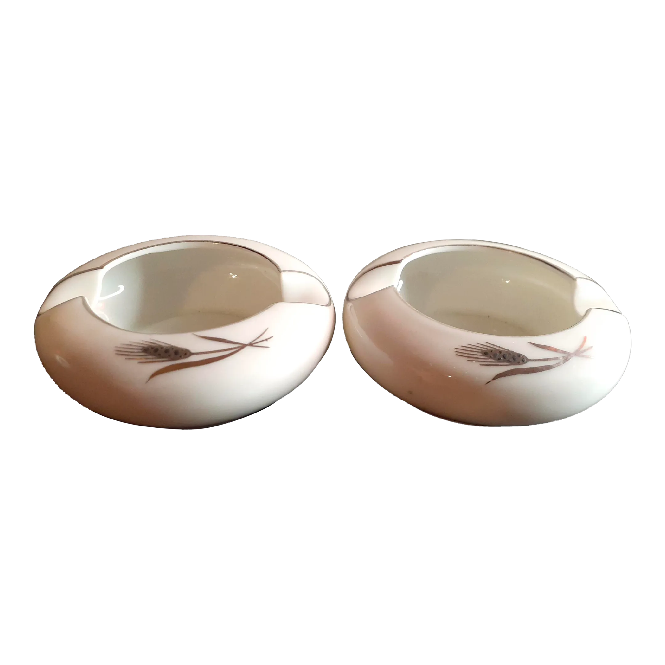 Vintage Fukagawa Arita Fine Porcelain Ashtray Bowls, Made in Japan Set