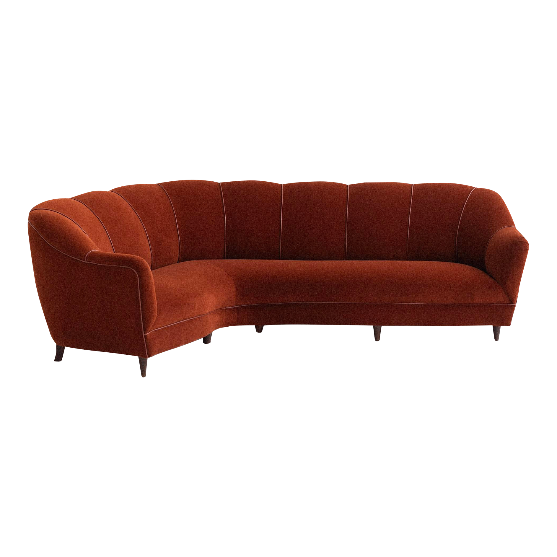 Mid Century Italian Channel Back Sofa in Velvet and Leather Chairish