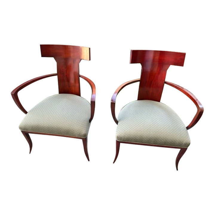 Contemporary Wooden Side Chairs a Pair Chairish