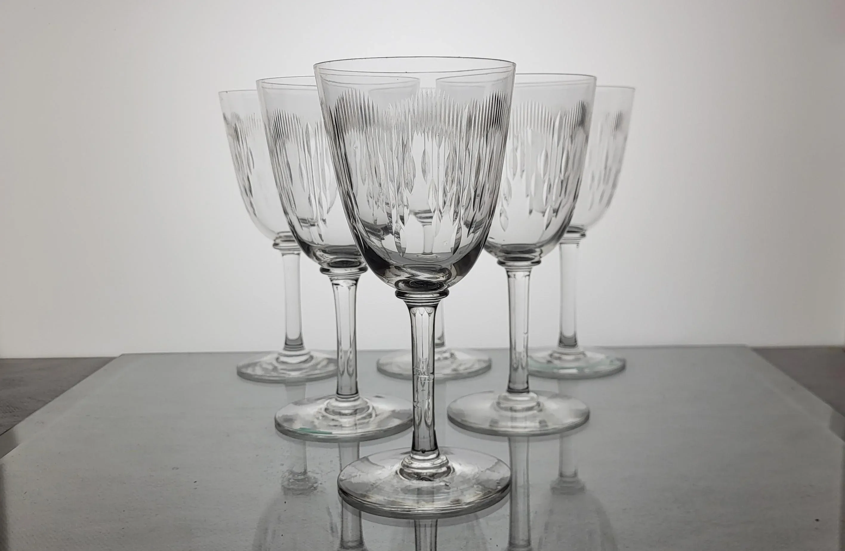 Baccarat Crystal Wine Glasses Molire Model, 1920s, Set of 6