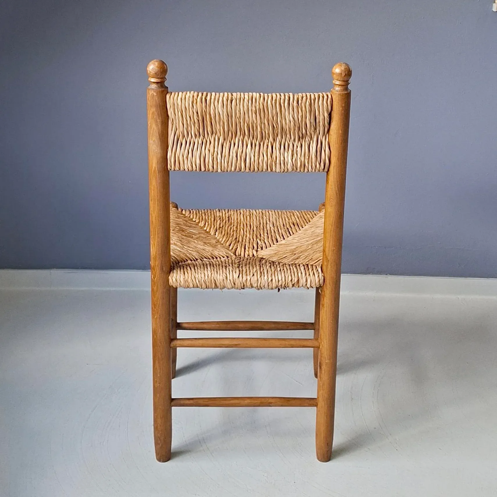 Wooden Chair with Rush Seat and Backrest, 1960s | Chairish