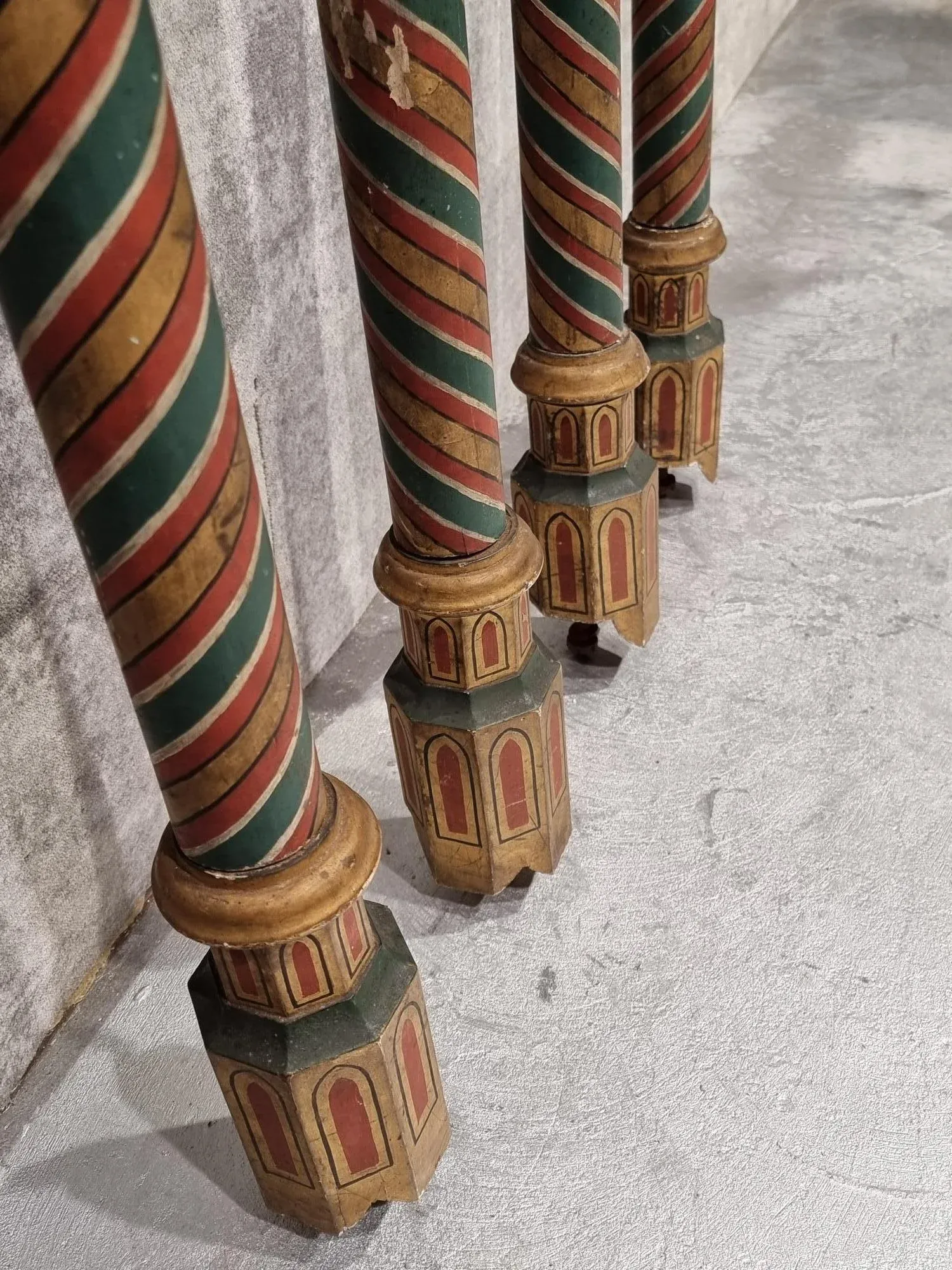 Painted and Gilded Wood Corinthian Columns, Set of 4 | Chairish