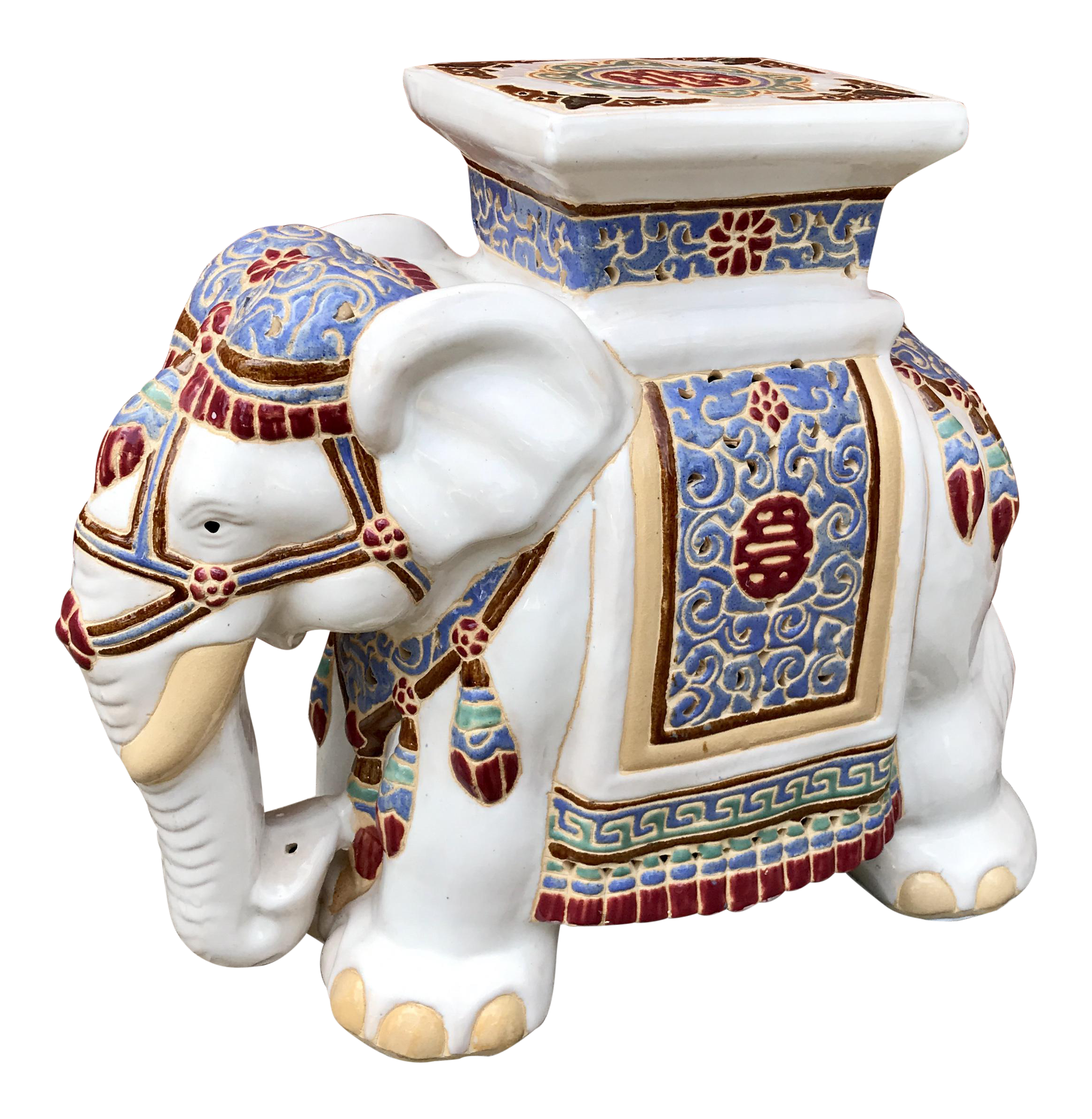 Vintage Ceramic Elephant Garden Stools