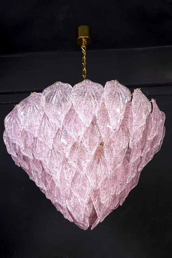 Pink Murano Glass Polar Chandelier, Italy, 1970s