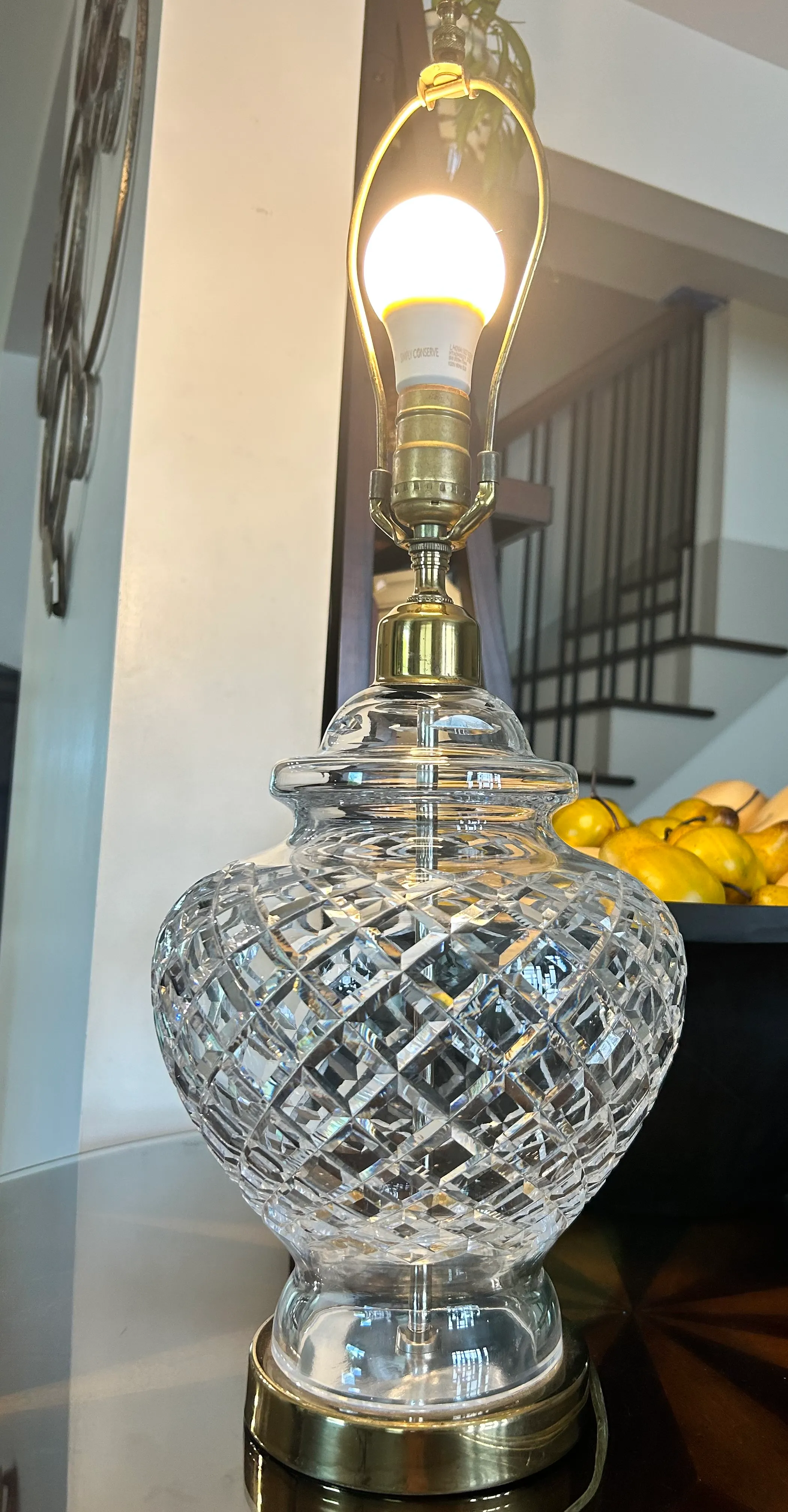 Late 20th Century Waterford Crystal Ginger Jar Lamp, image size:2101x4029