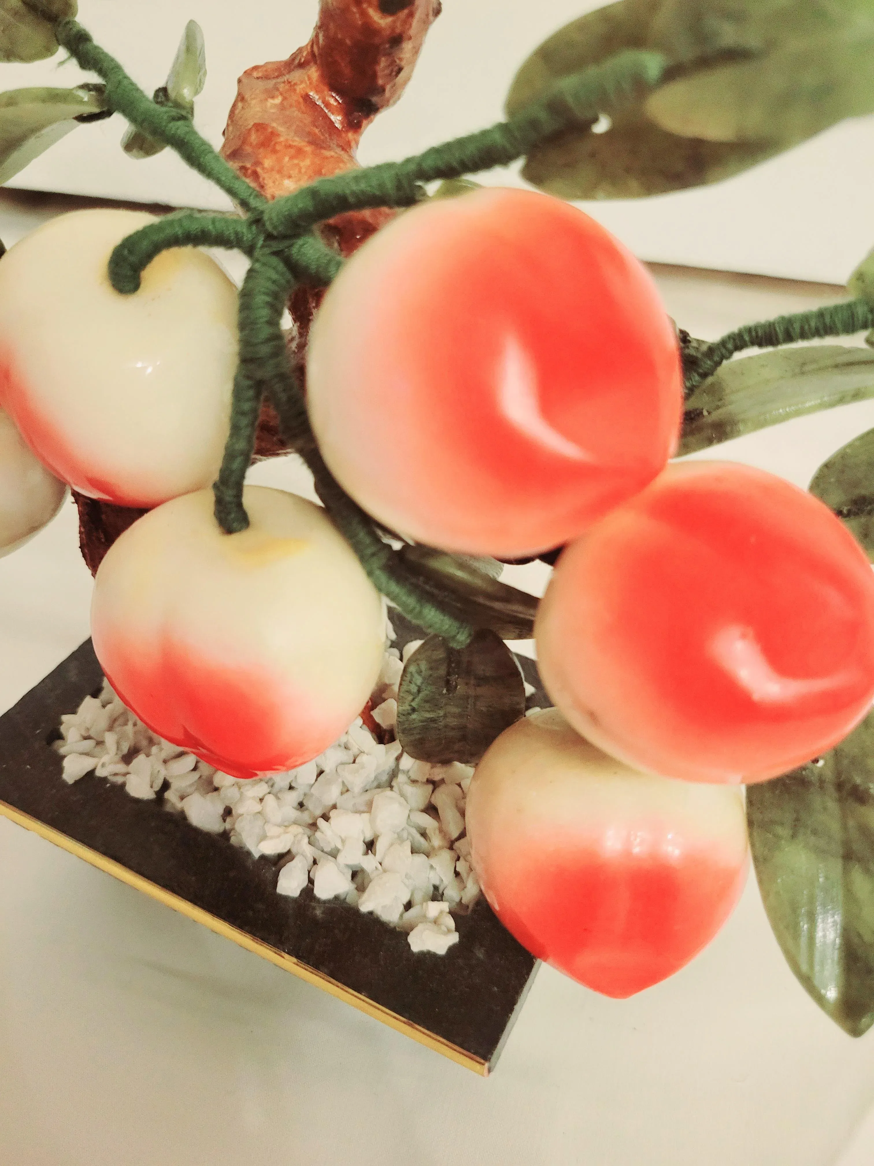 Vintage Chinese Jadeite Longevity Bonsai Peach Tree