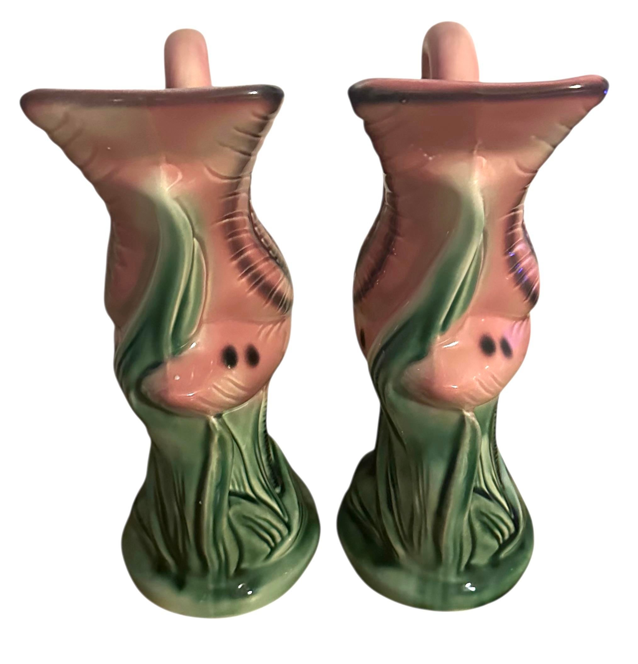Vintage 1950’s Stanford Ware Pink Flamingo Vases - A Pair