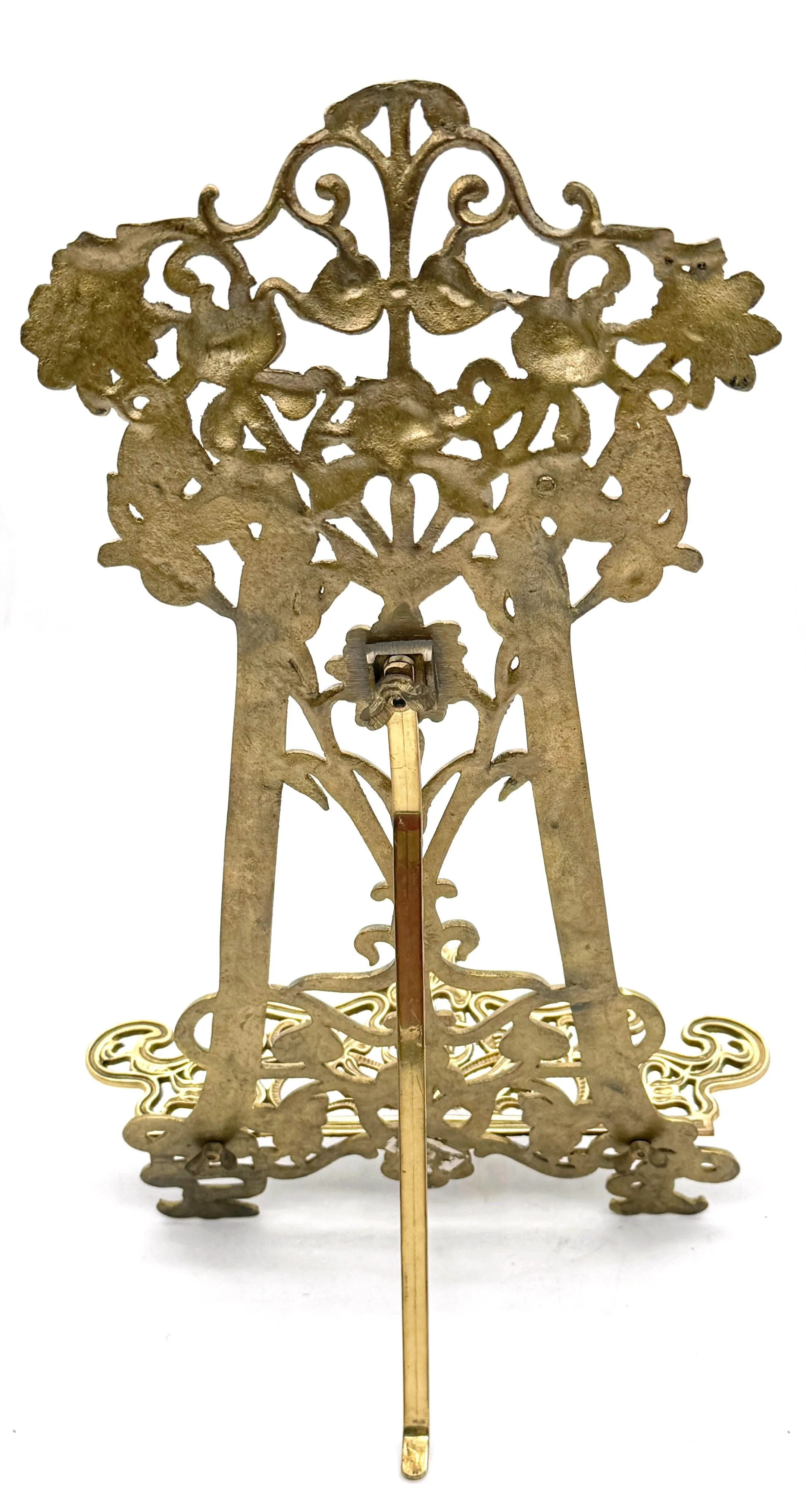 English Art Nouveau Floral Brass Table Bookstand/ Easel