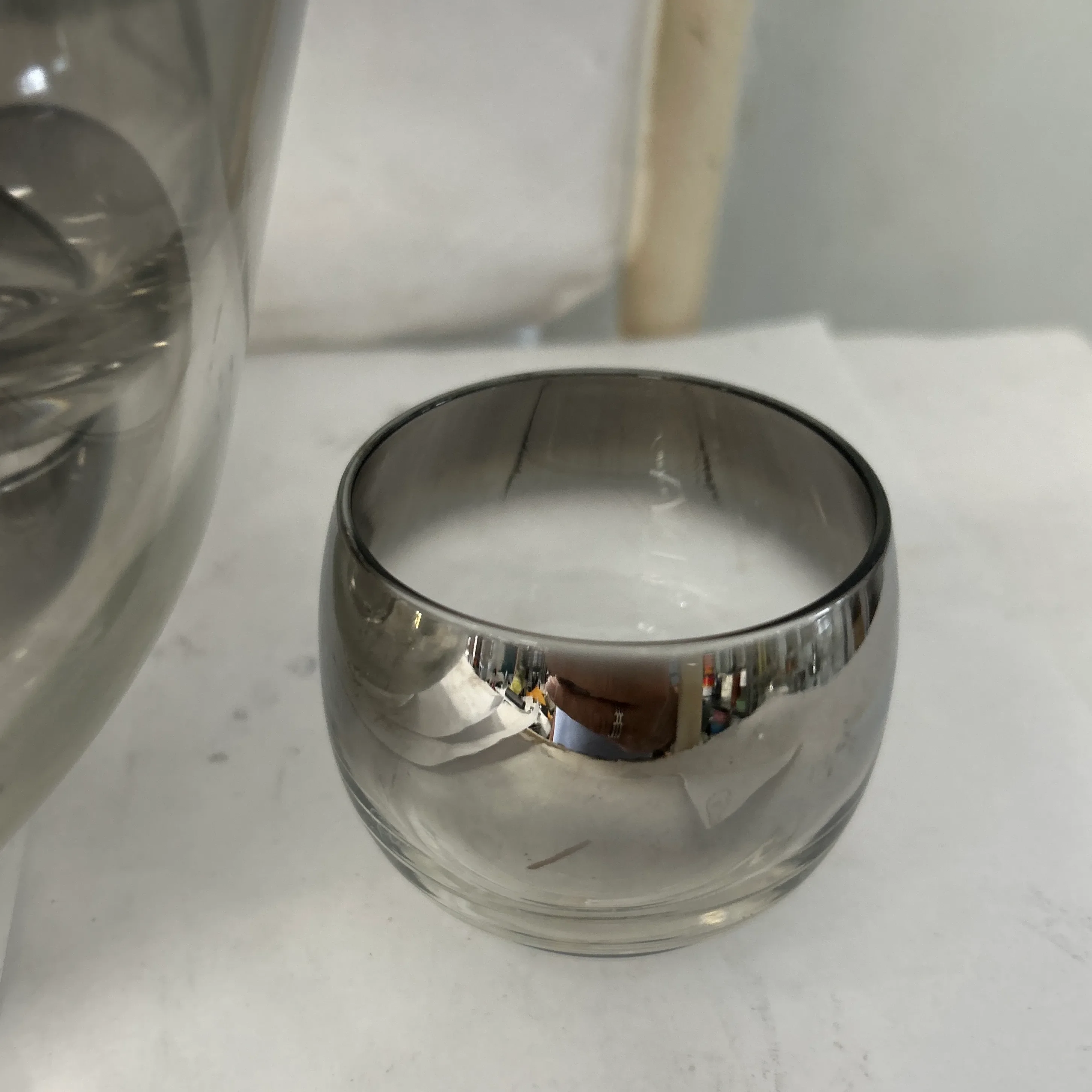 1960s Silver Fade Punch Bowl Set After Dorothy Thorpe- 12