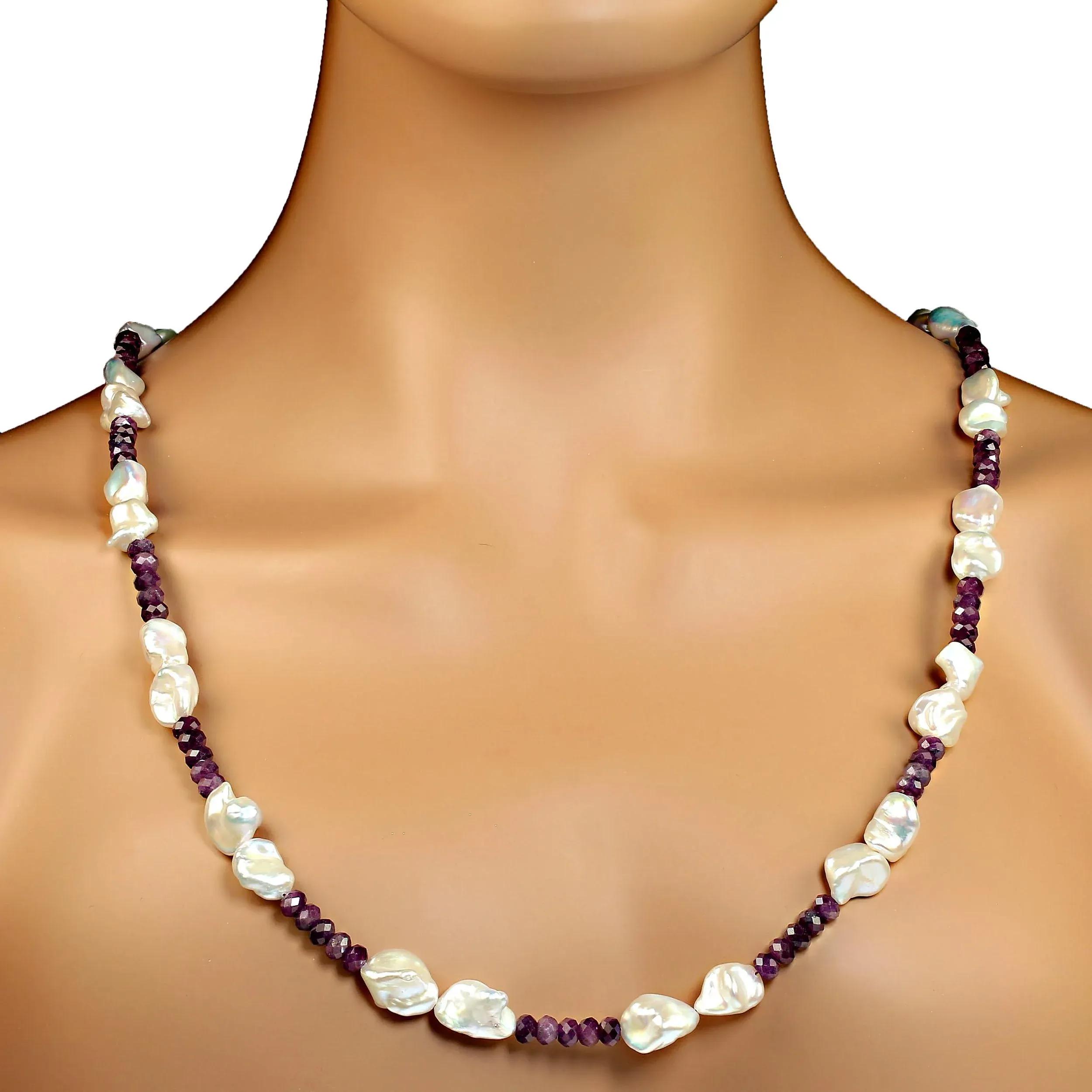 White Pearl and Ruby Necklace
