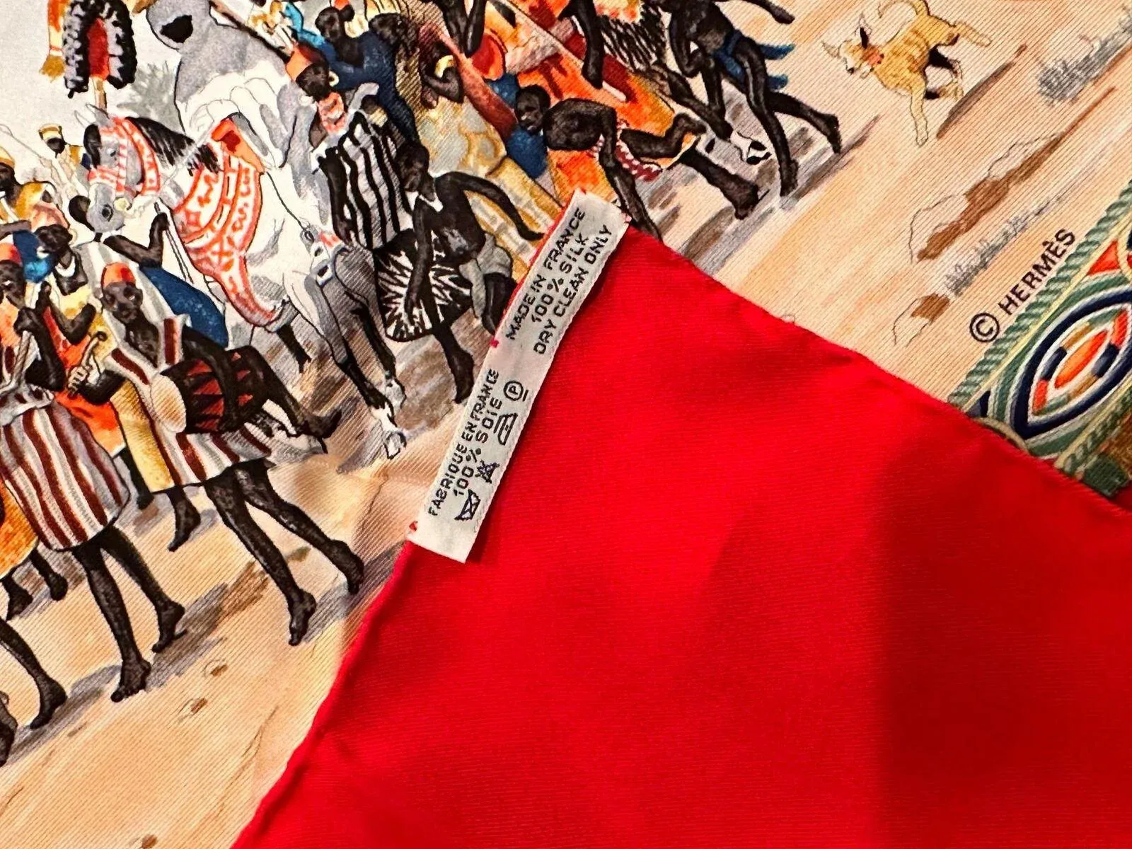 Hermes Carre Africa Tribe Vintage 90cm Red Silk Scarf Chairish