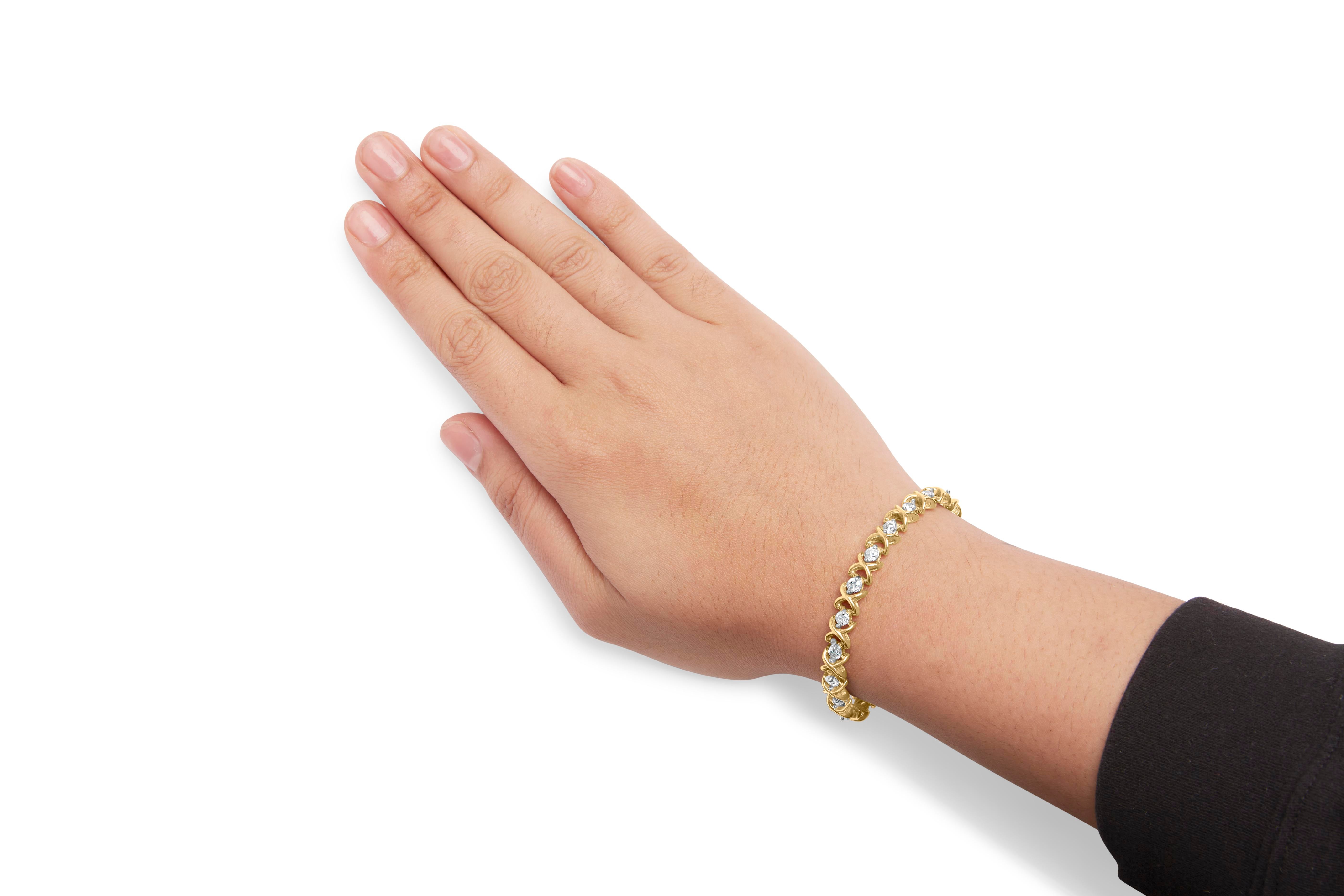 14K Yellow Gold 5.00 Cttw Round-Cut Diamond X-Link 7.5