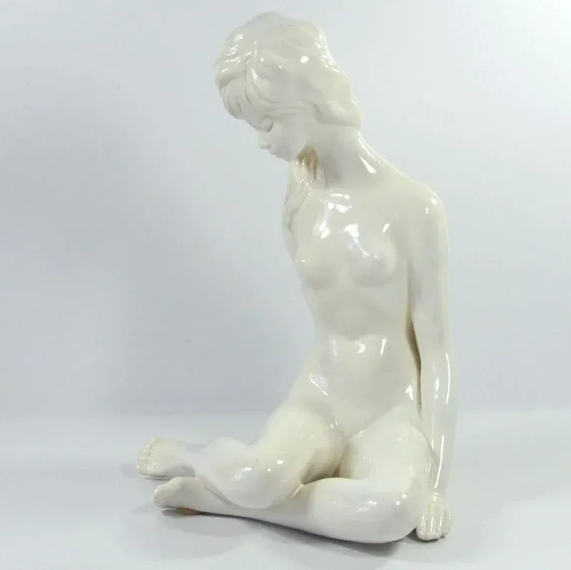 Vintage Glazed Ceramic Girl Sculpture, 1960s