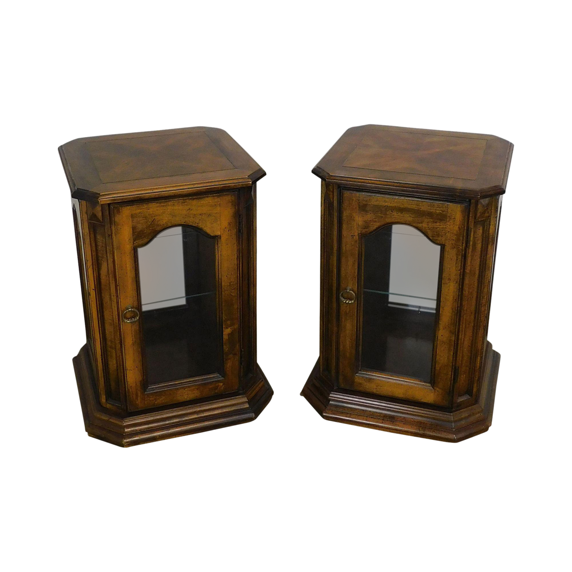 Provincial Style Pair Curio Cabinet Pedestal Side Tables Chairish