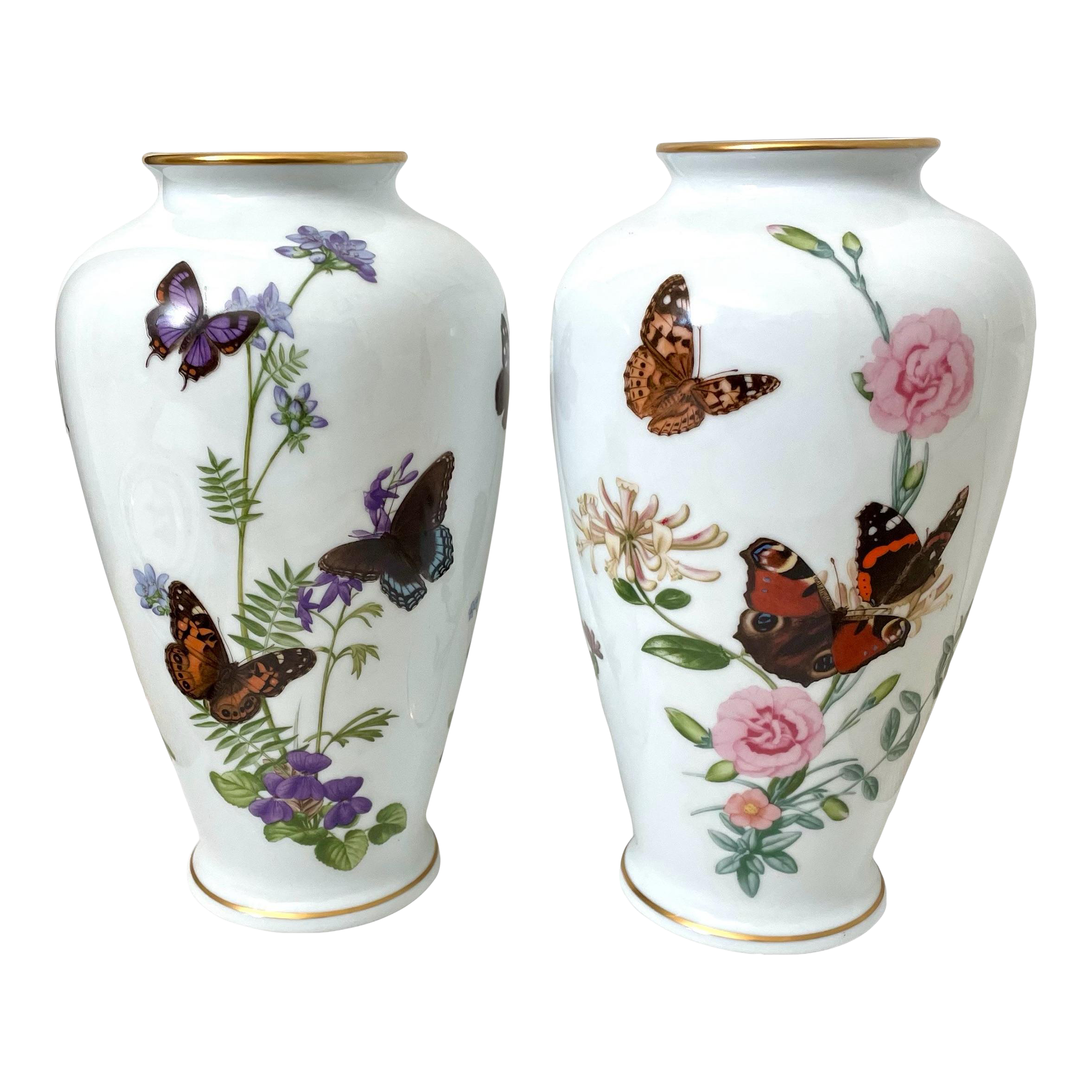 Franklin Porcelain the Meadowland Butterfly Vase John Wilkinson
