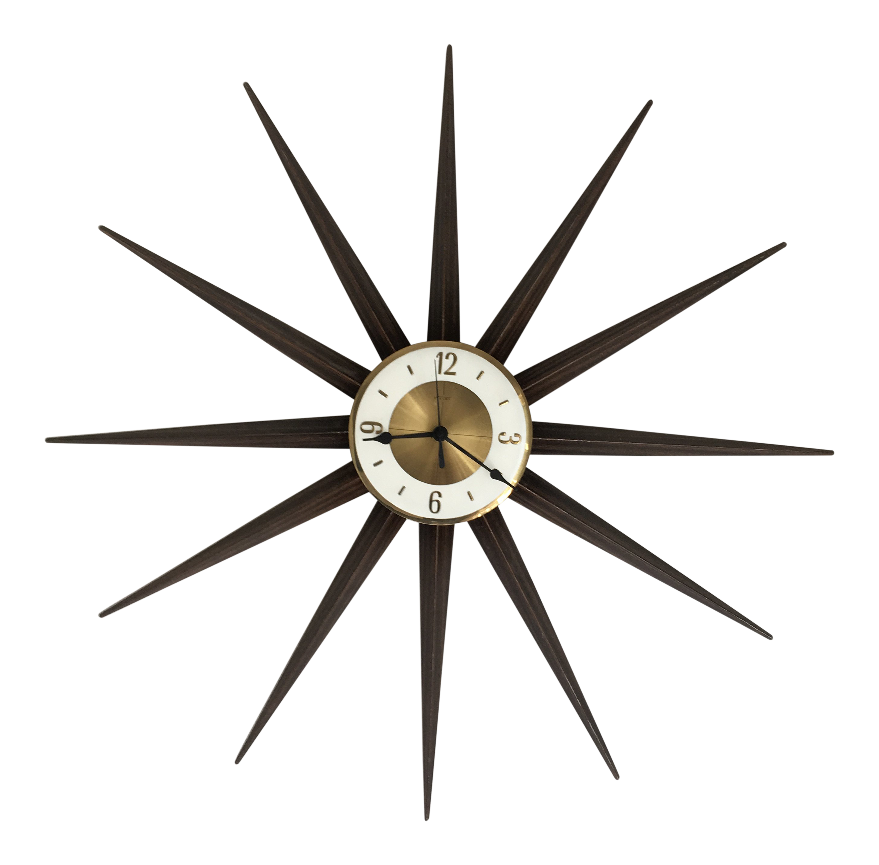 1950s Vintage Welby Starburst Wall Clock Chairish 1950s Vintage Welby Starburst Wall Clock Chairish