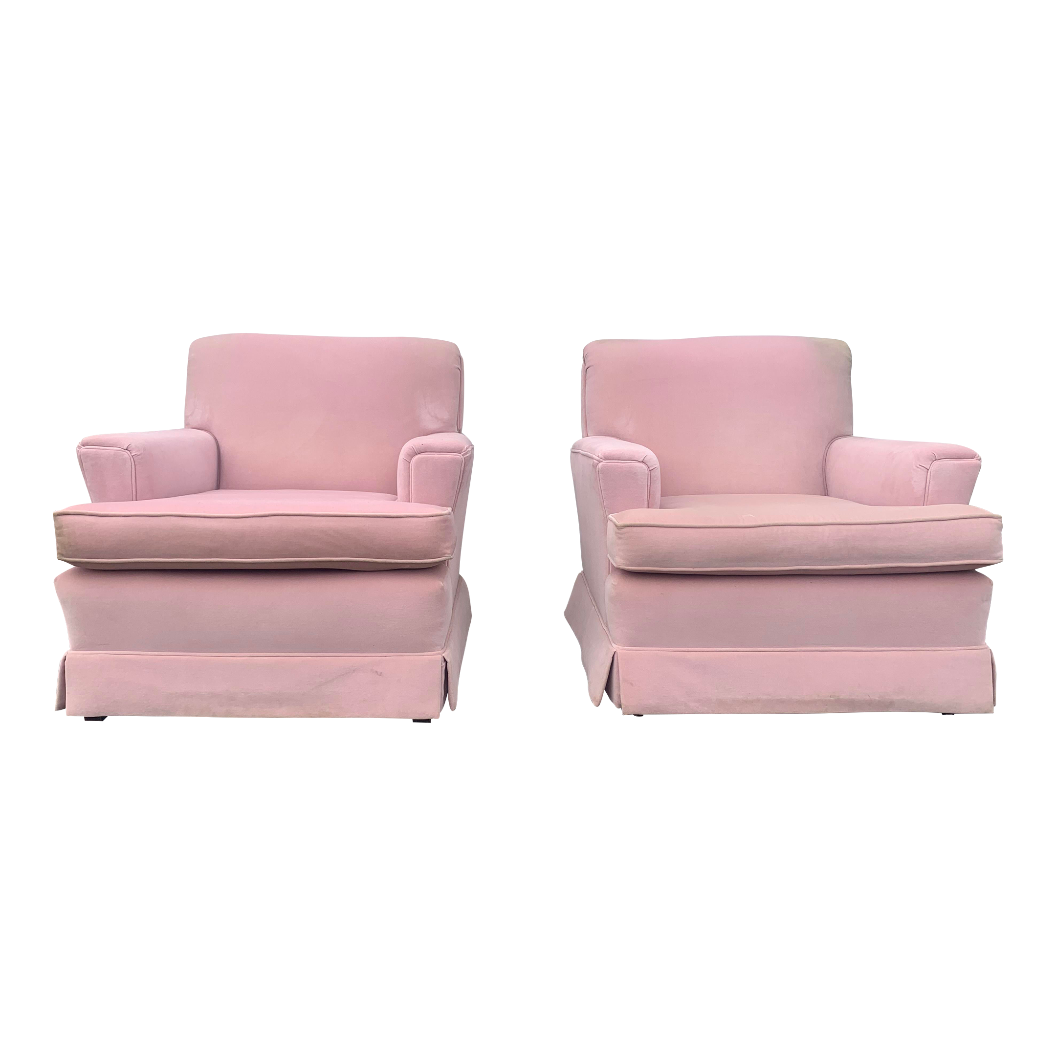 Vintage Pink Velvet Upholstered Chair - a Pair