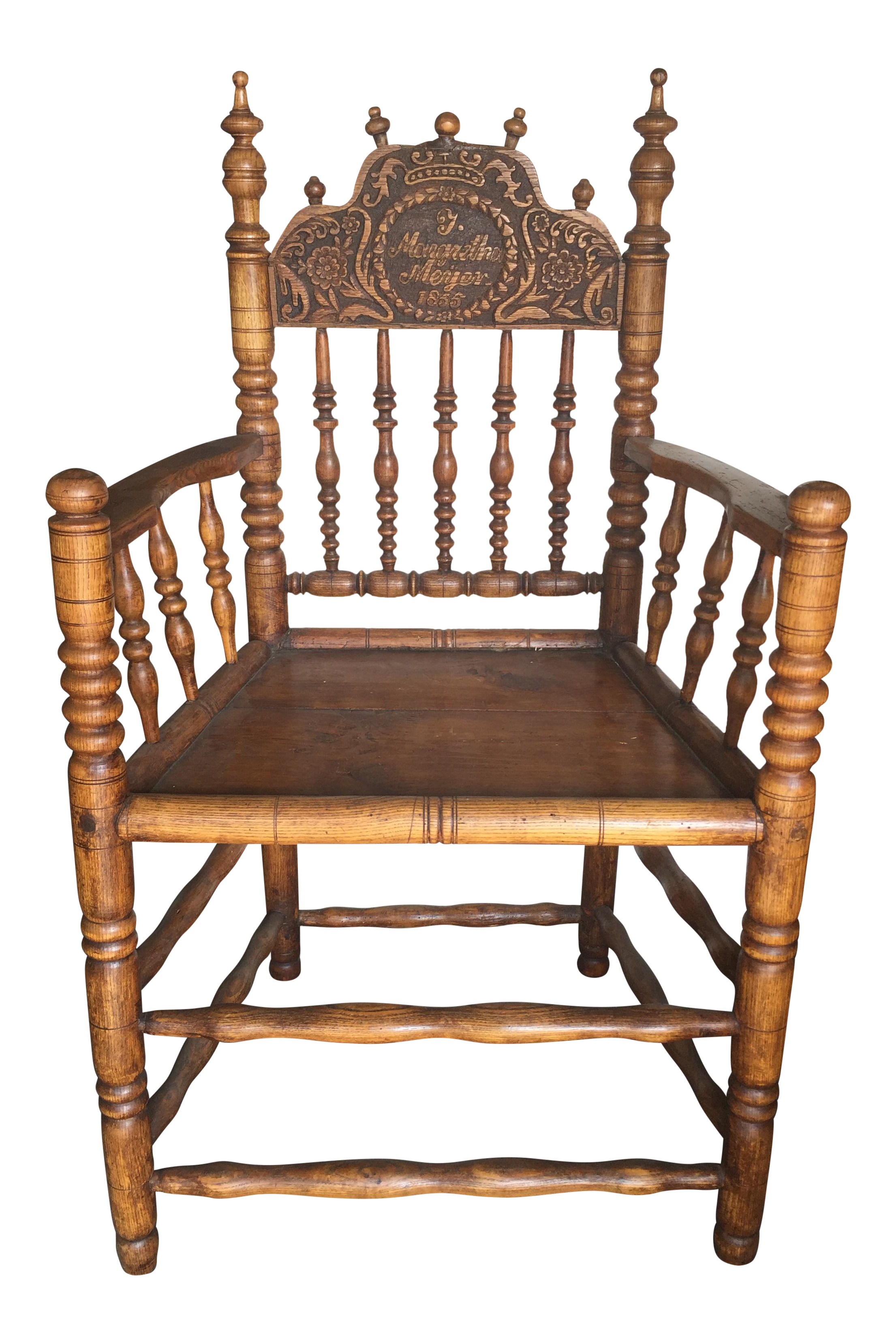 Pennsylvania Dutch Antique Carved Spool Chair Circa 1855 Chairish