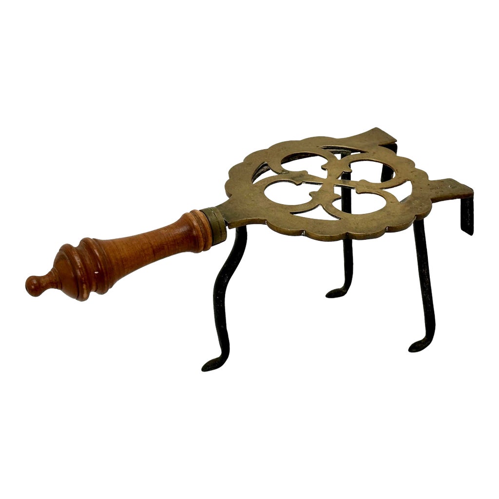 Antique Completely Hand Made Brass Wrought Iron & Wood Fireplace