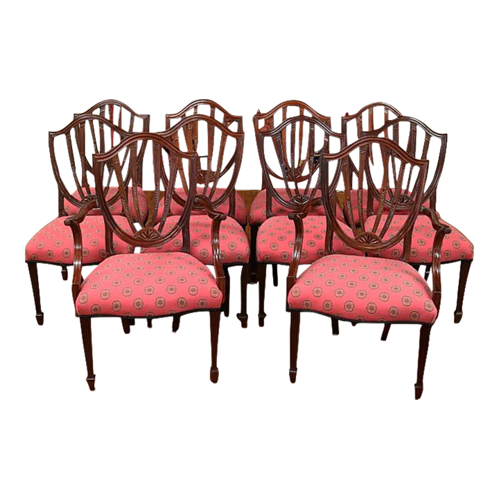 Set of 10 Baker Historic Collection Chairs With Salmon Fabric Chairish