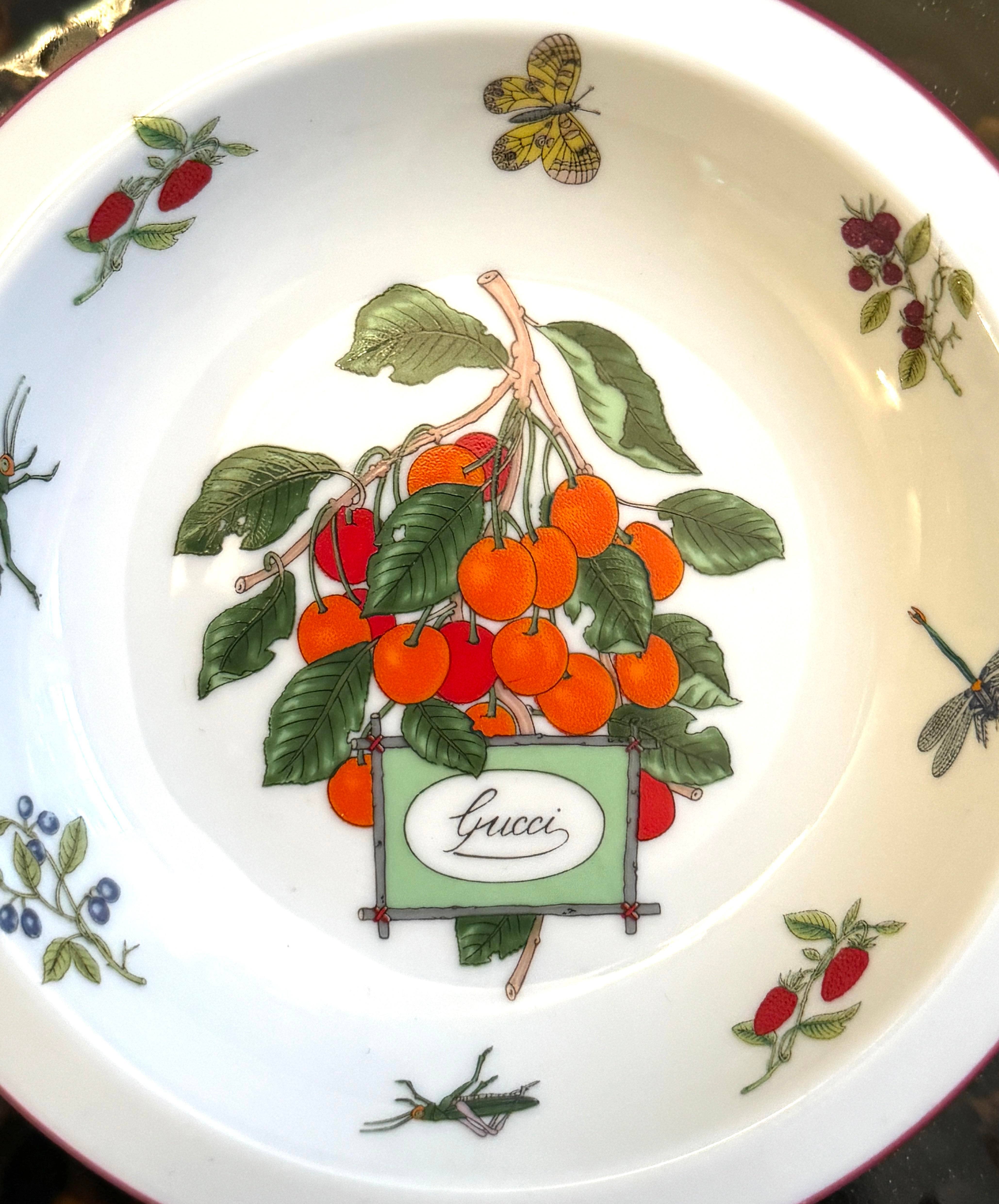 1970's Gucci Cherries Ginori Vide Poche | Chairish