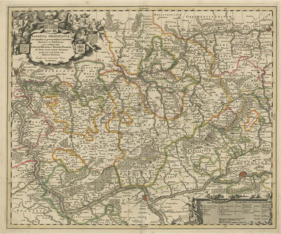 Antique Map of the Nassau Region in Western Germany