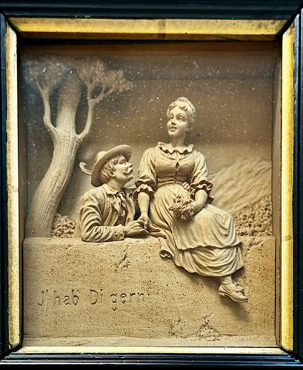 Pair of 19th-Century Limewood Carvings of Romantic Tyrolean Scenes