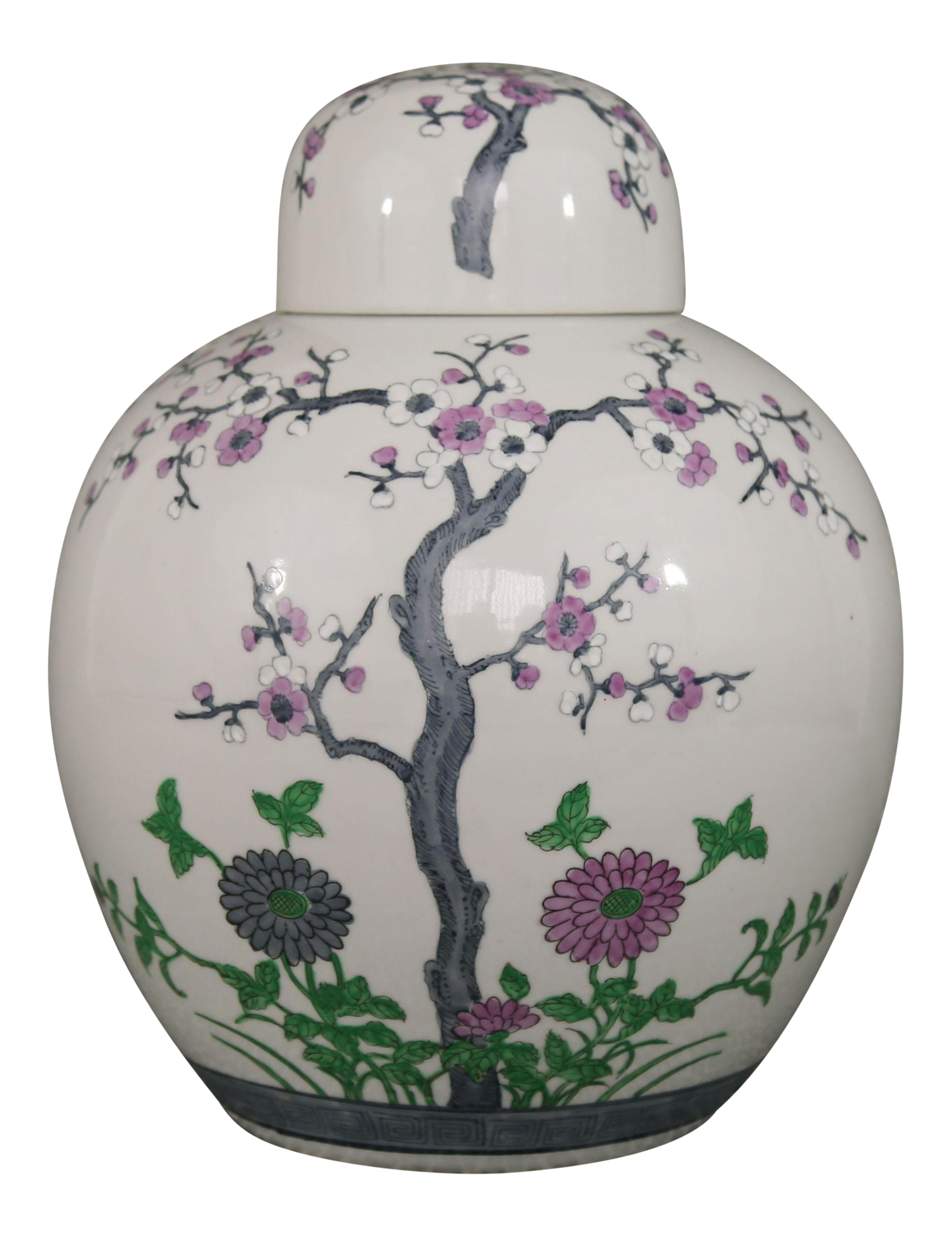 Light Gray Ceramic Ginger Jar with Lid Chairish