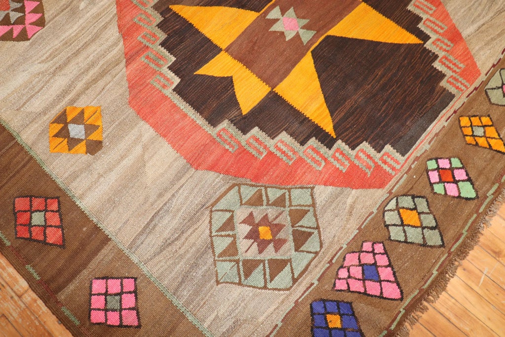 Mid 20th Century Vintage Turkish Kilim Rug, 7'6' X 13'8'' | Chairish