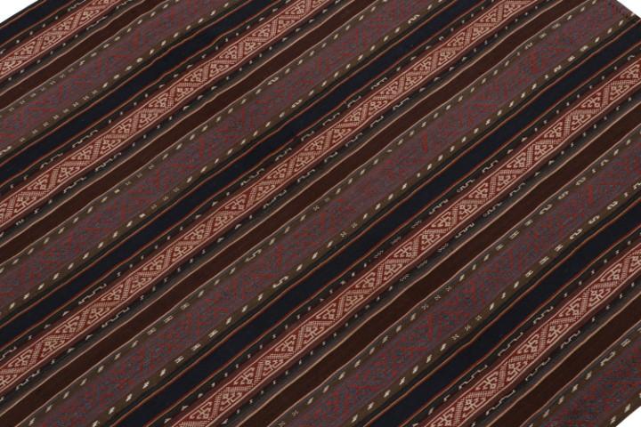 1950s Vintage Persian Jajim Kilim in Red, Blue & Brown Patterns by Rug & Kilim