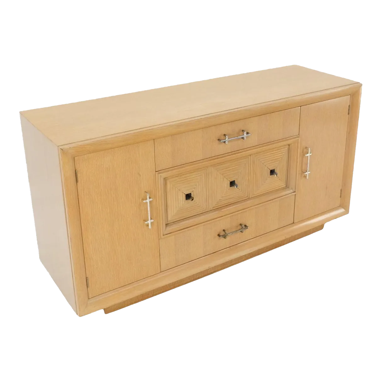 Cerused Oak Modern Credenza Dresser 3 Drawer 2 Doors