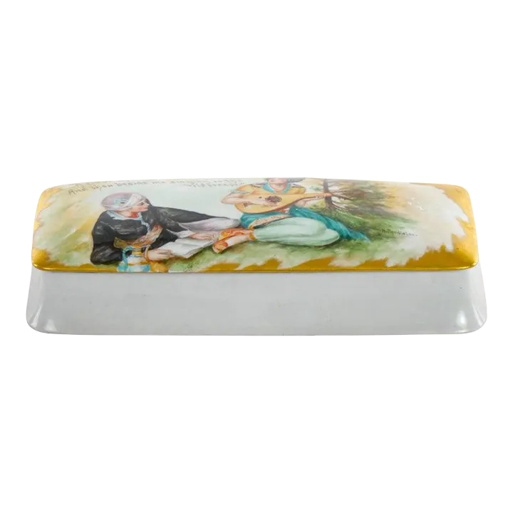 Large Hand Painted German Porcelain Covered Box