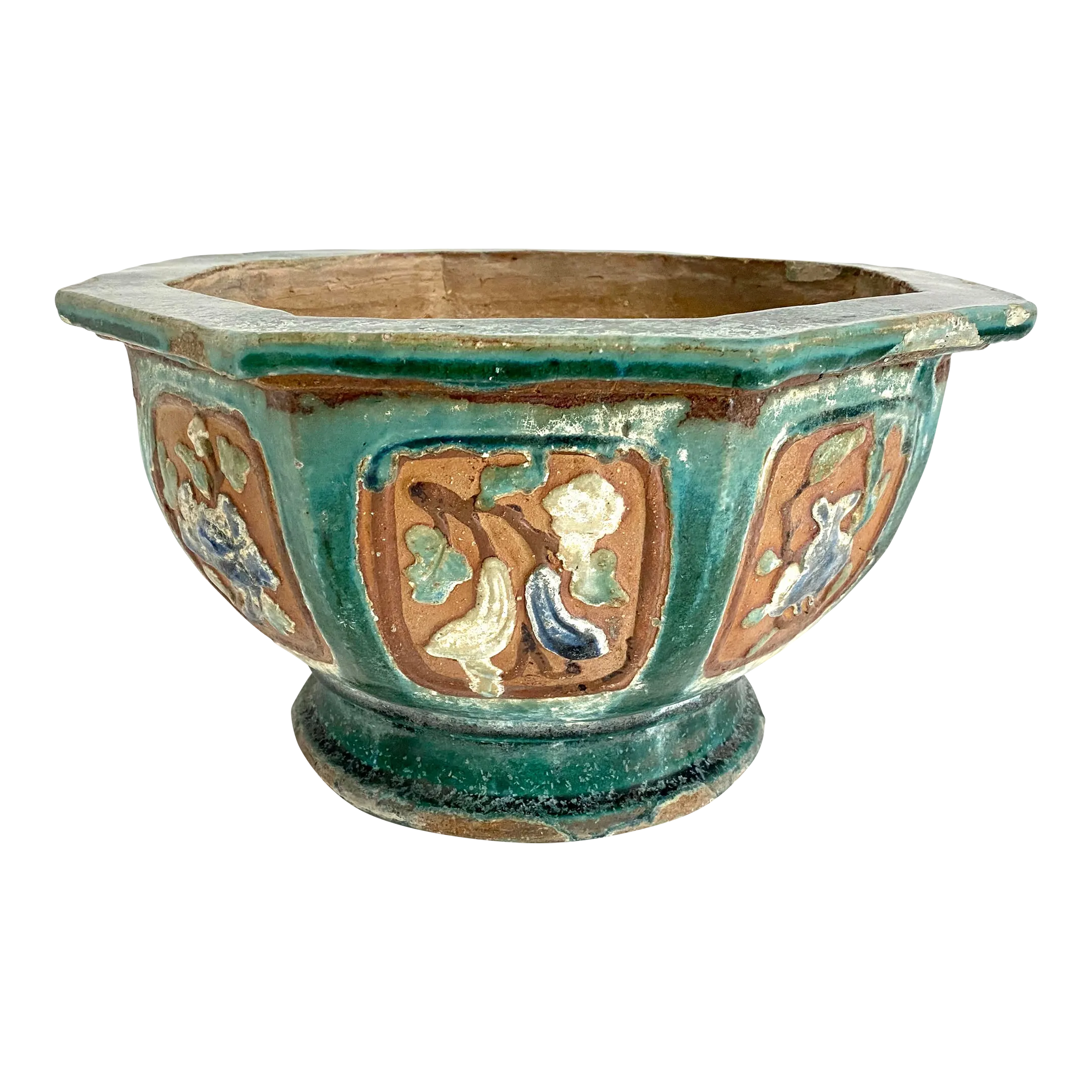 Early 1900s Oversized Chinese Glazed Terracotta Planter