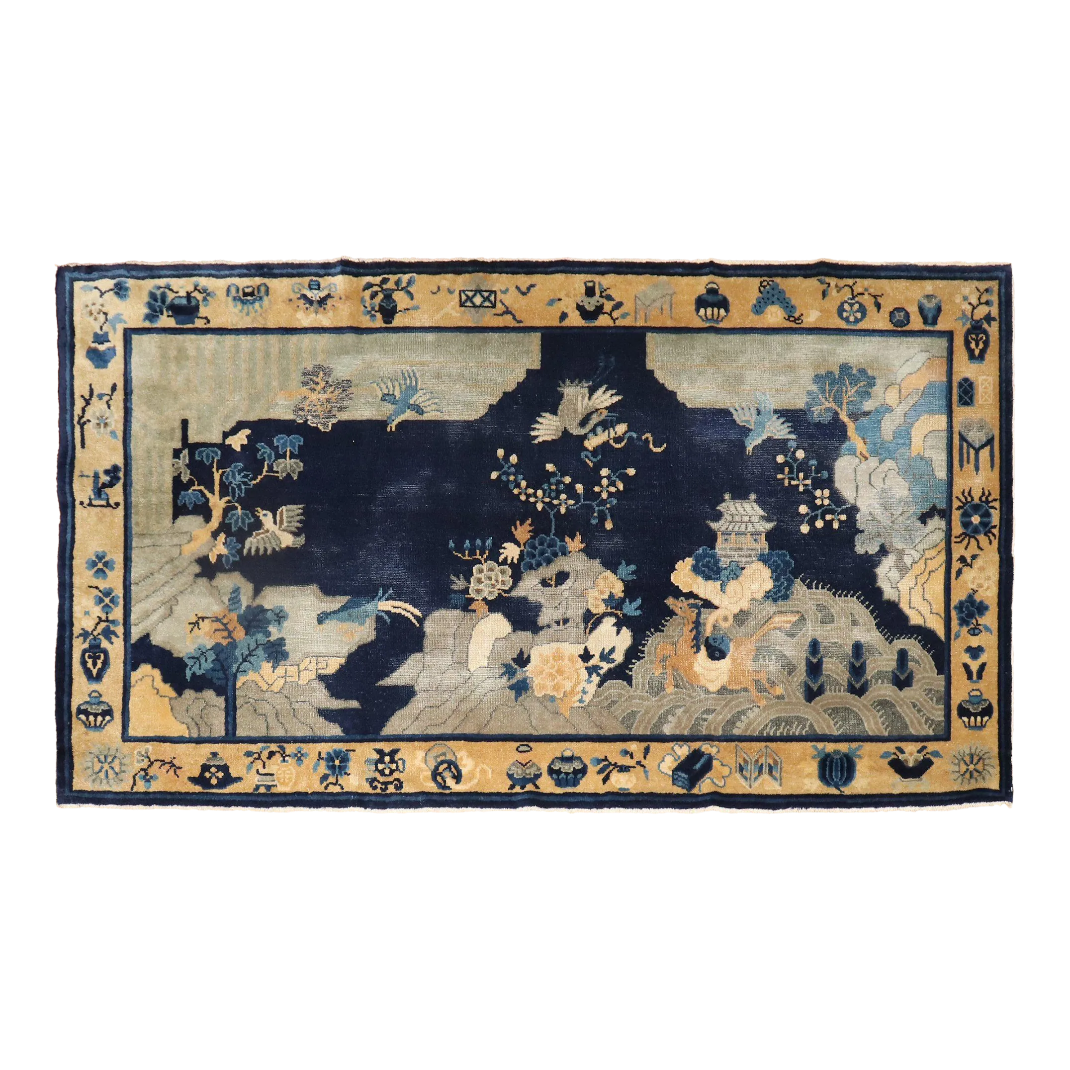 Antique Chinese Landscape Peking Rug, 3\'9\'\' X 7\'