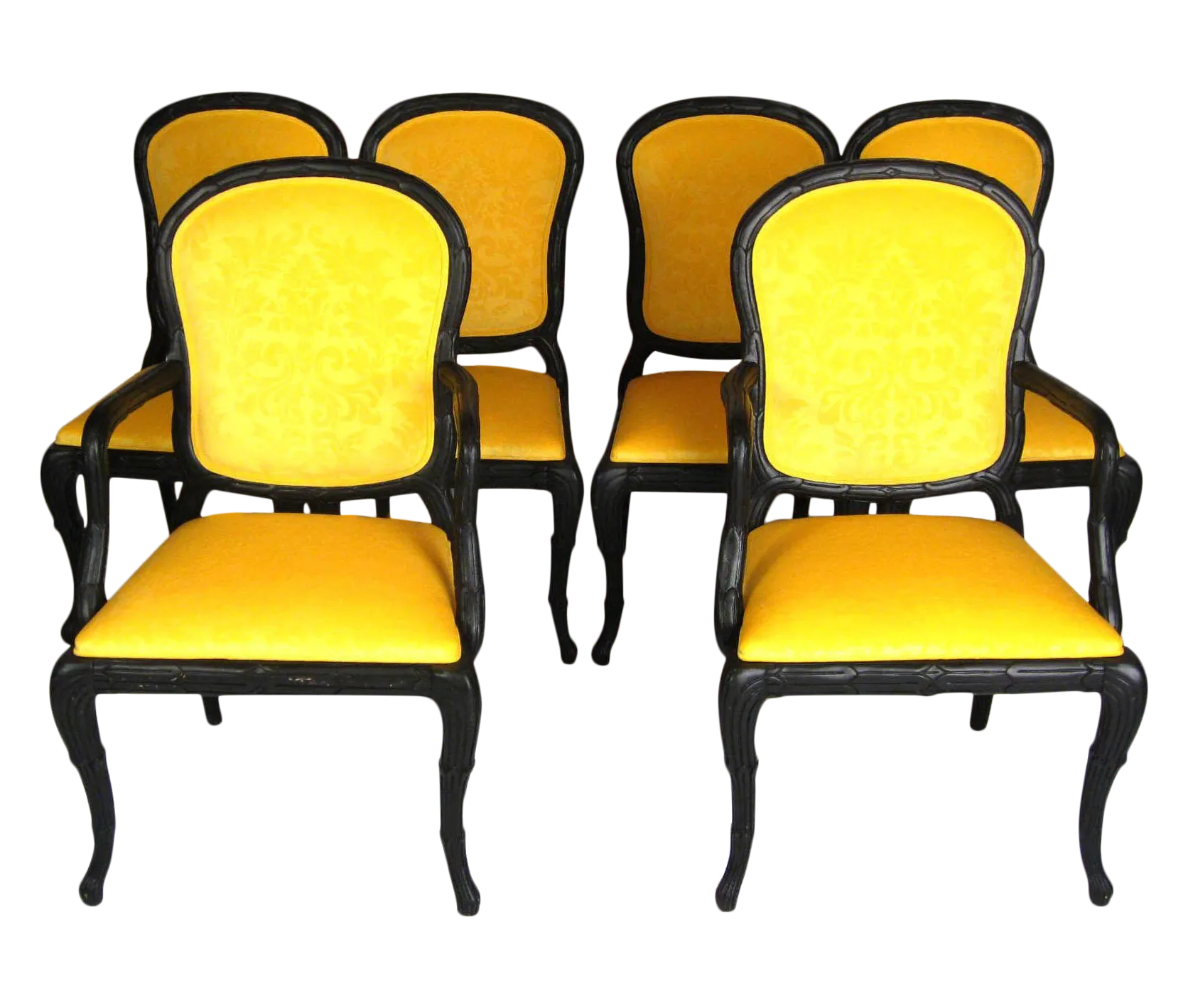 Serge Roche Style Yellow Dining Chairs Set of 6 Chairish