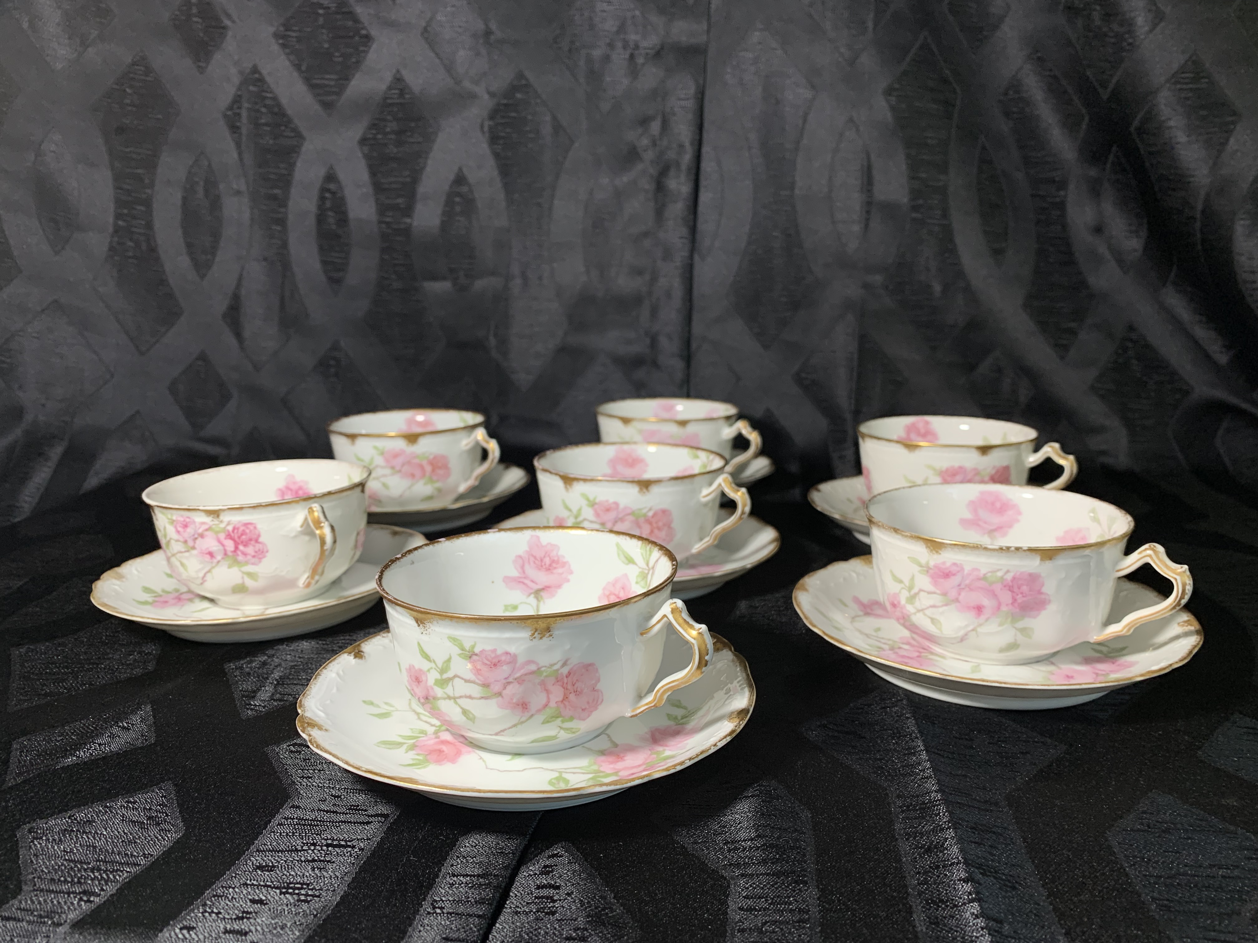 French Limoges Porcelain Baltimore Rose With 24k Gold Trim Tea