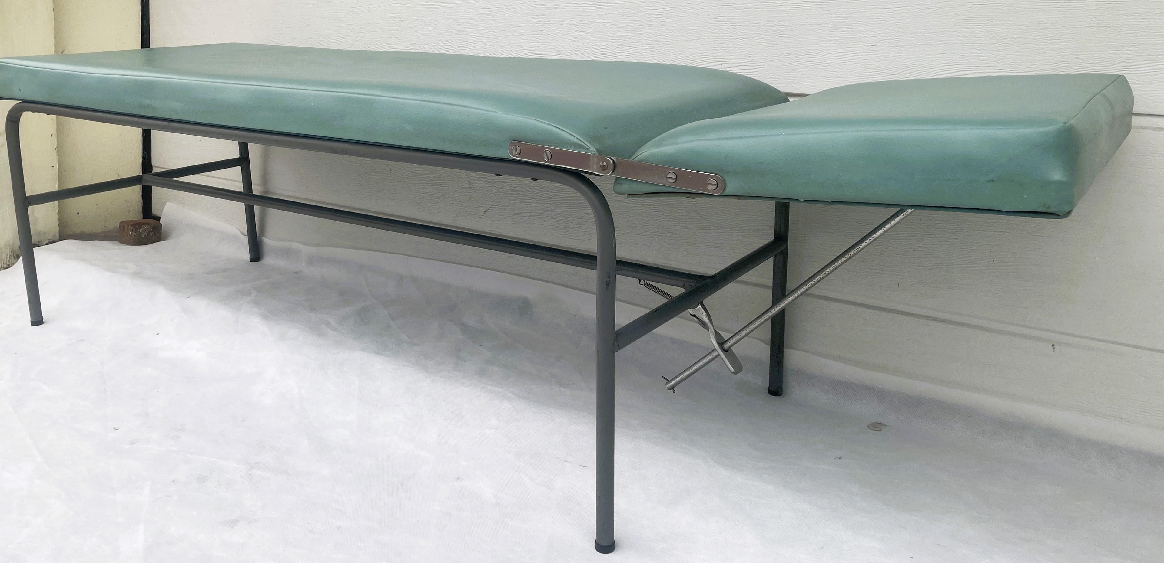 Mid-Century Modern Industrial Medical Couch with Adjustable Headrest, 1960s