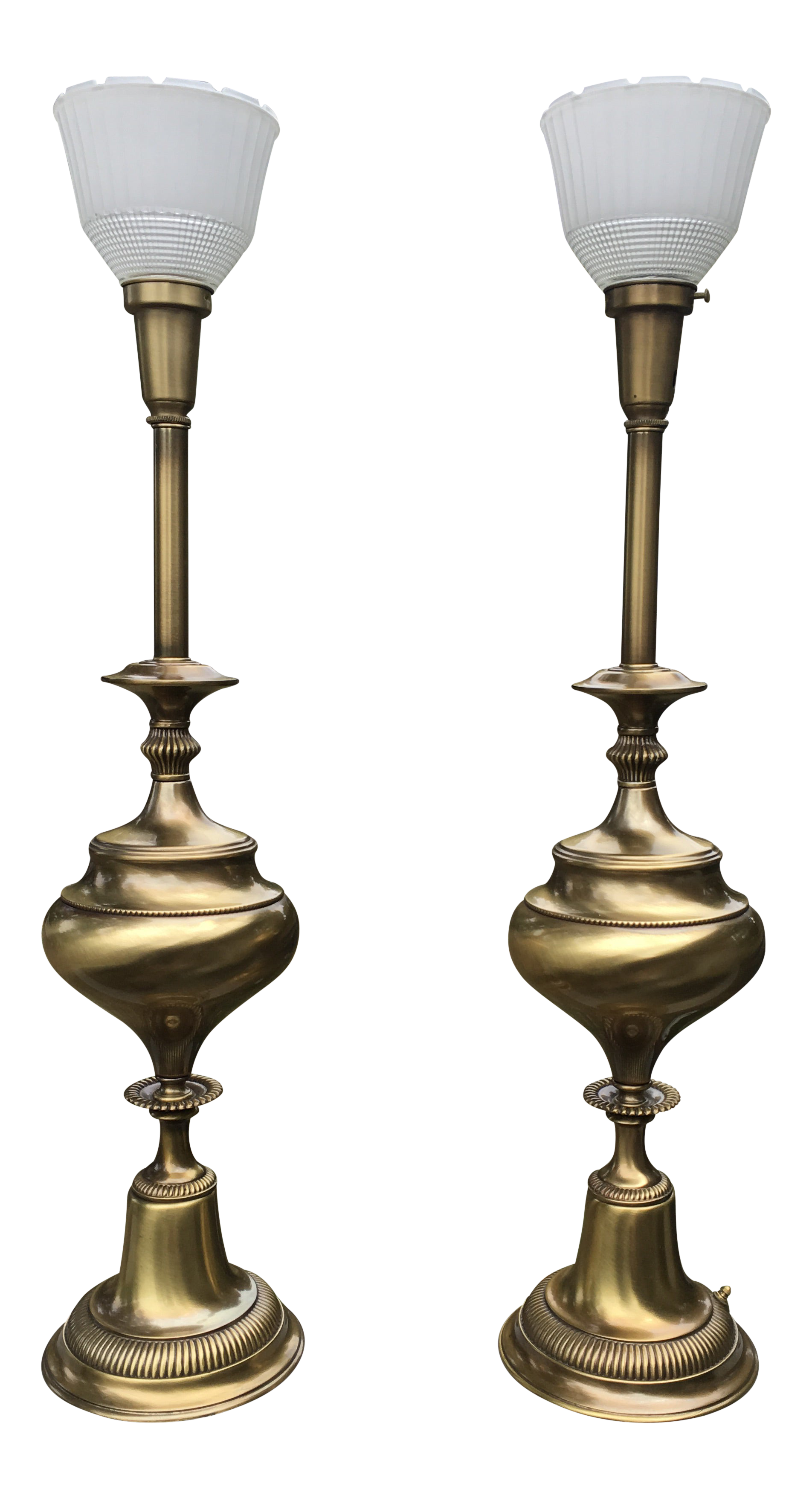 antique brass table lamp with glass shade