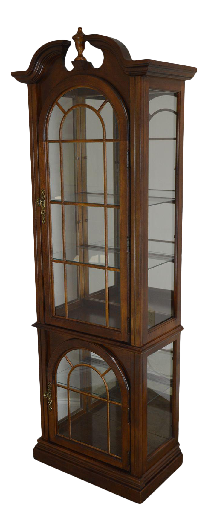 Traditional Cherry Narrow Curio Display Cabinet Chairish