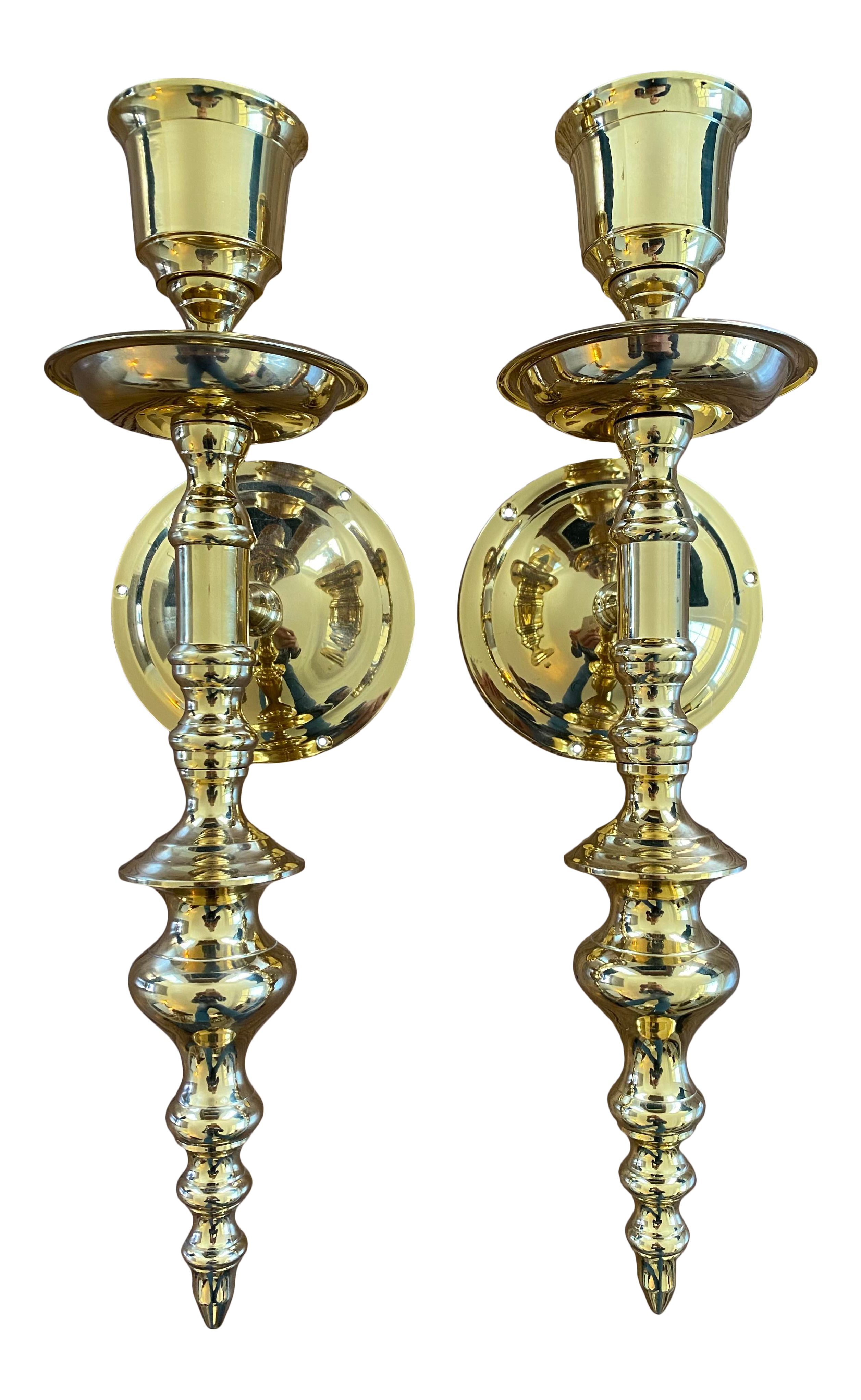 brass wall candle holders on Brass Wall Sconce Candle Holders A Pair Chairish