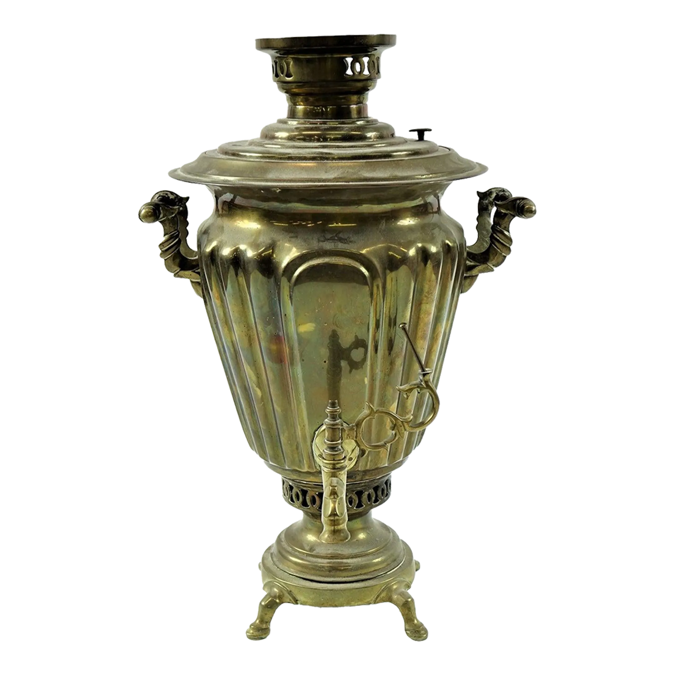 Antique Brass Russian Samovar 19th Century With Stamps Missing a Handle