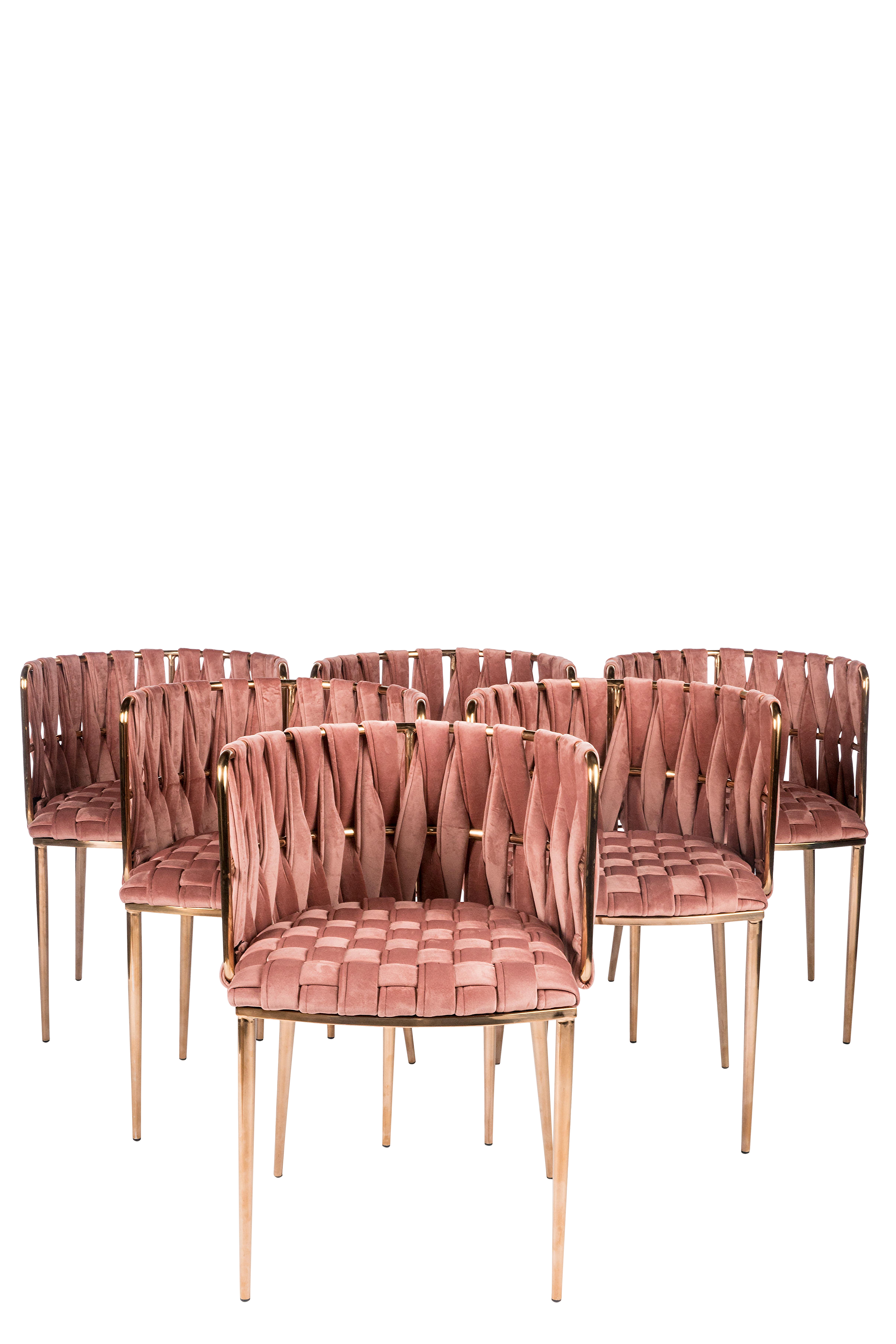 modern milano rose velvet and gold dining chairs  set of 6