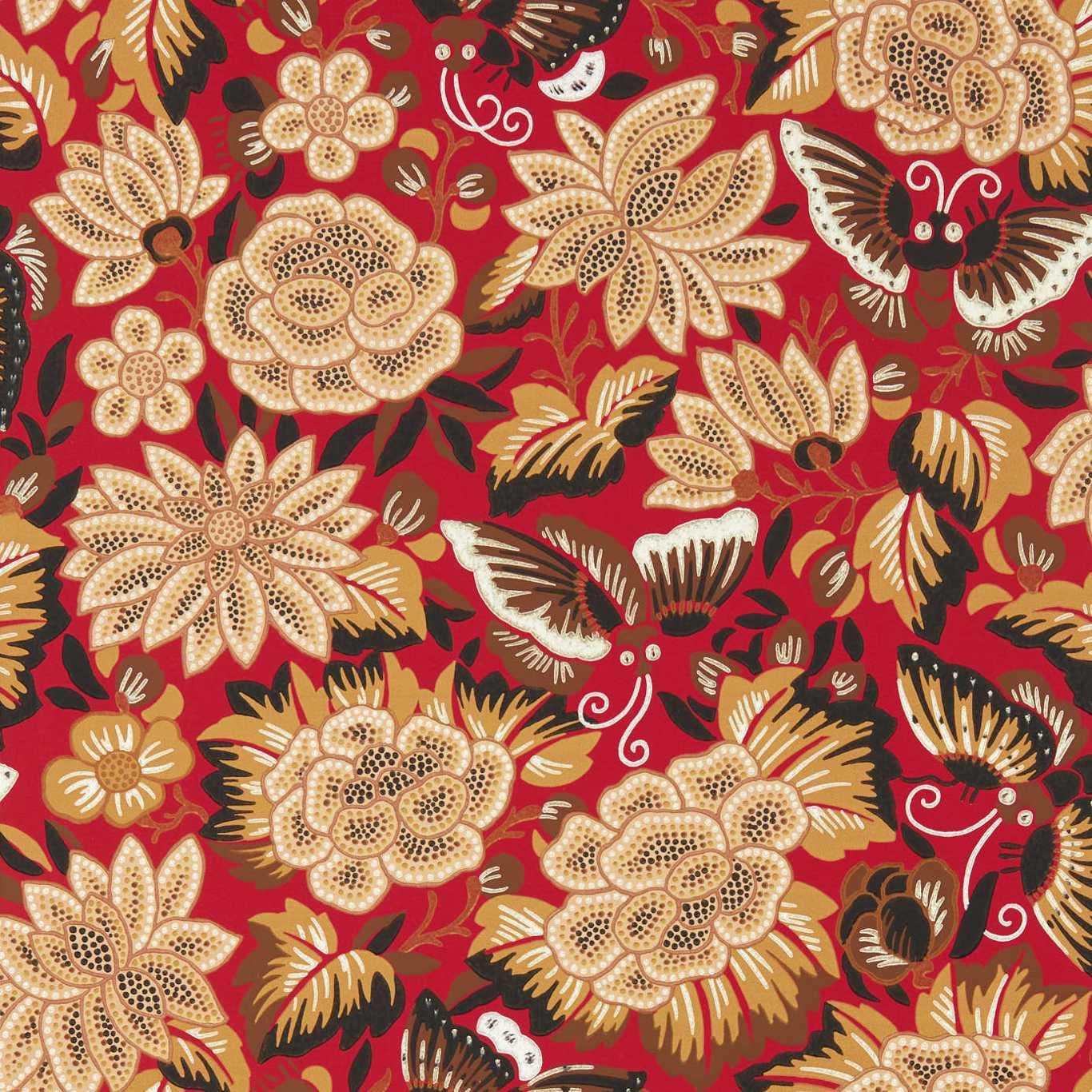 Amara Butterfly Wallpaper in Red - Sample | Chairish