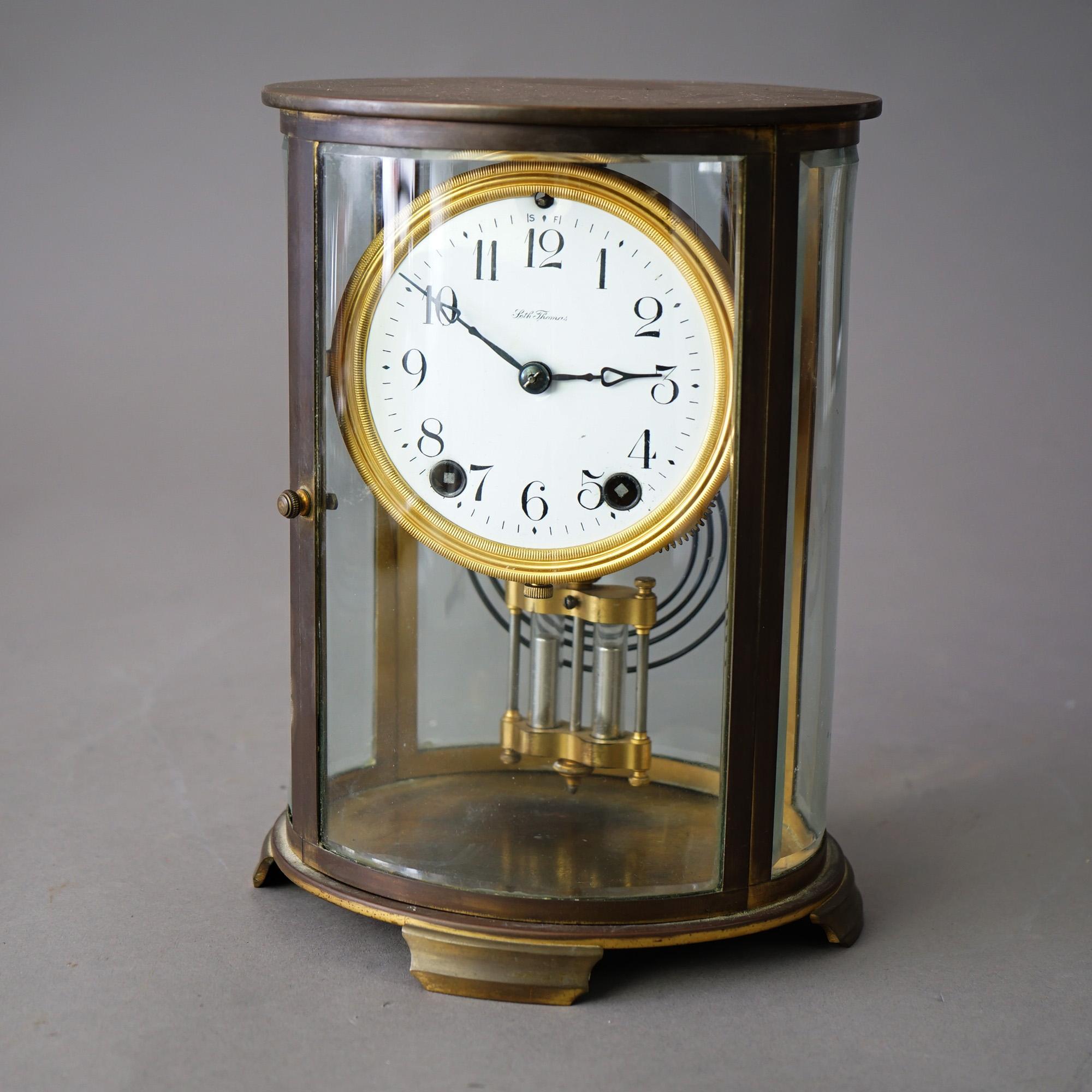 Early 20th Century Seth Thomas Oval Mantel Clock with Crystal Case